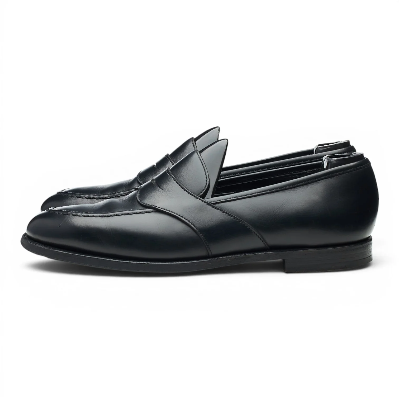 Black Leather Loafers UK 7.5 E - Image 3