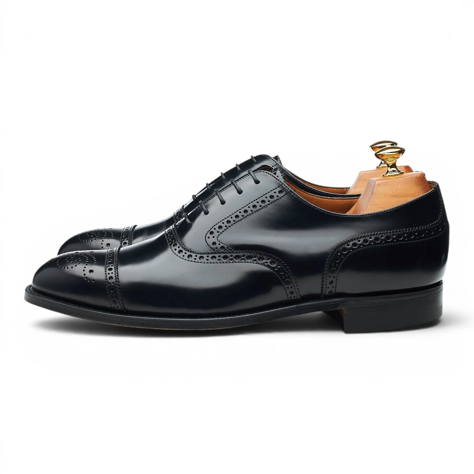 Black Leather Oxford Brogues UK 10 G - Image 3