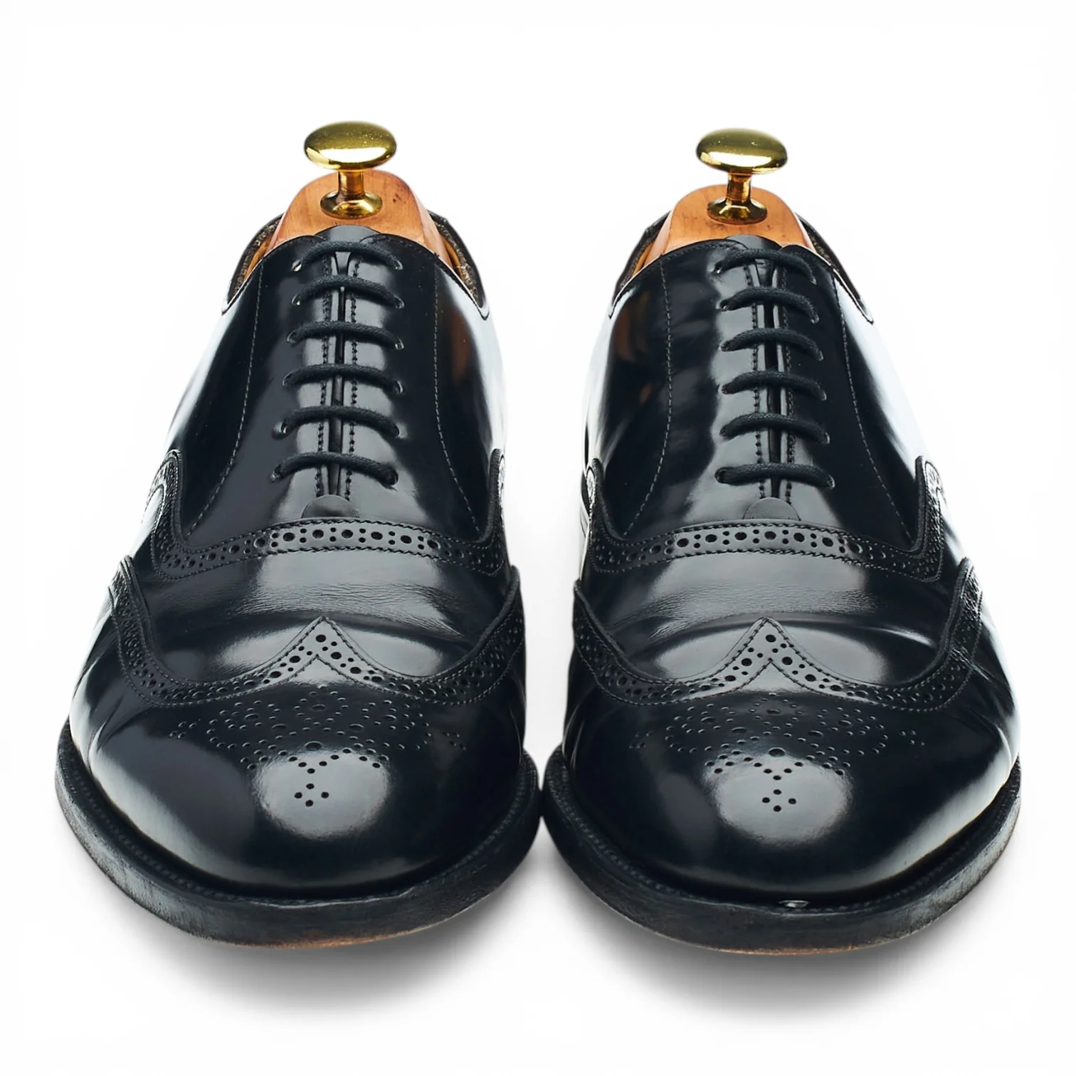 Black Leather Oxford Semi Brogues UK 7.5 G - Image 2
