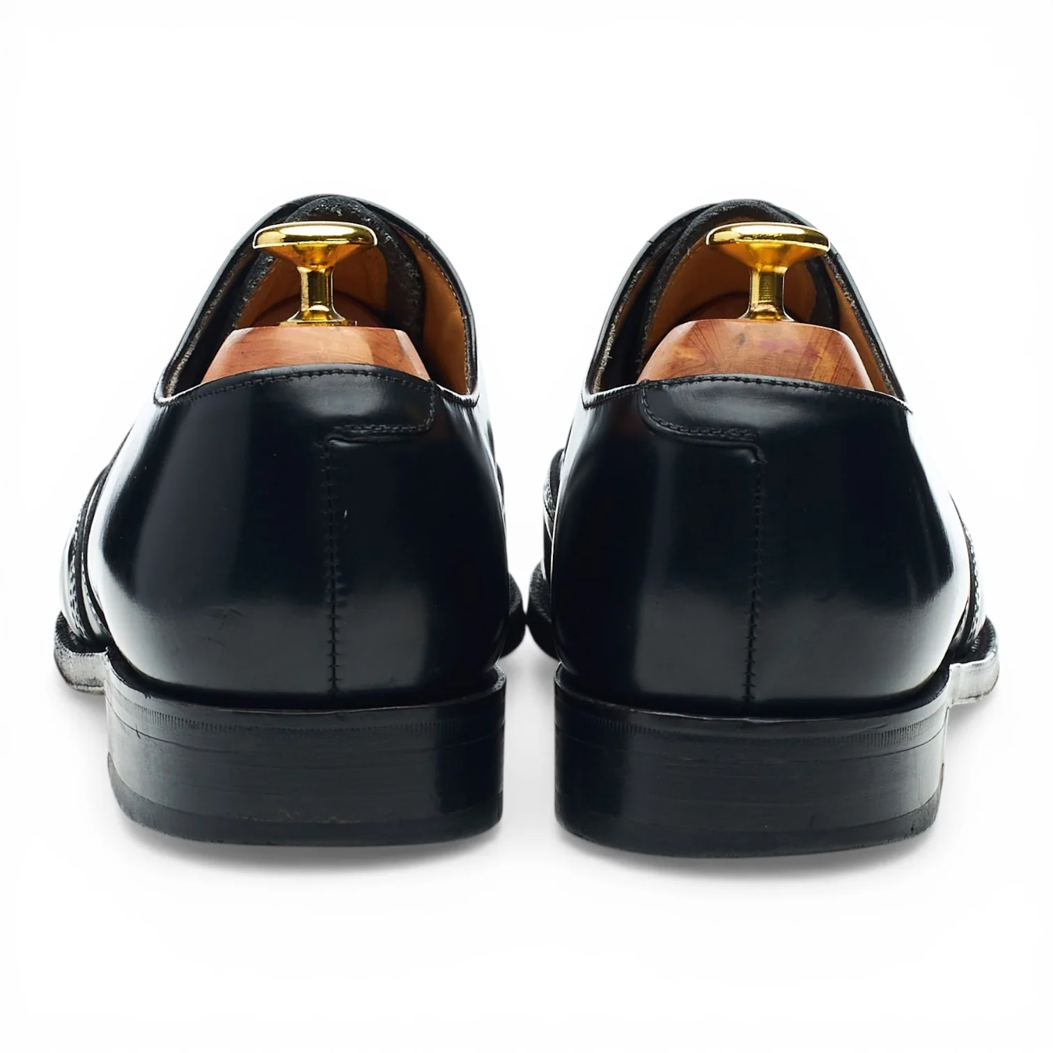 Black Leather Oxford Semi Brogues UK 7.5 G - Image 4