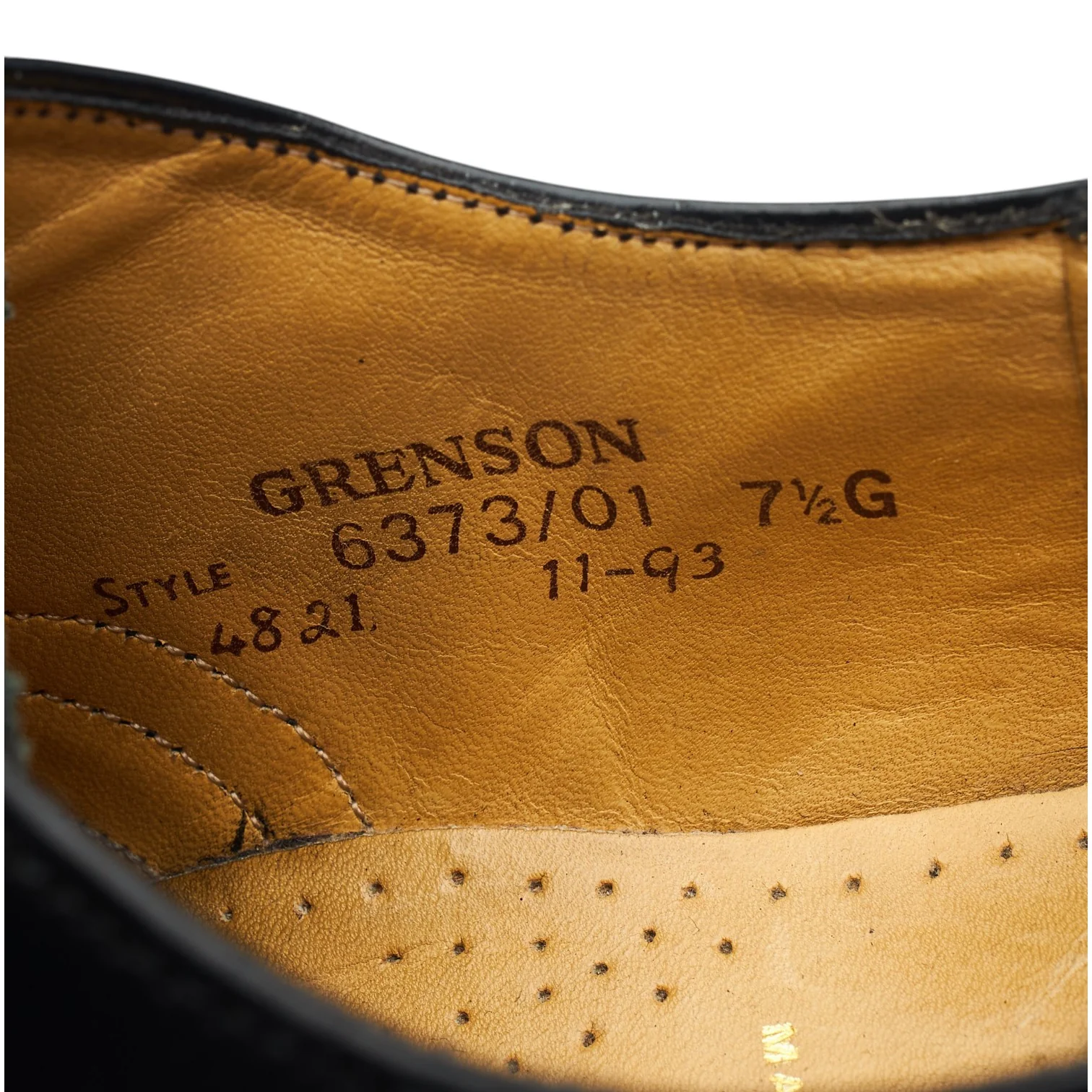 Black Leather Oxford Semi Brogues UK 7.5 G - Image 7