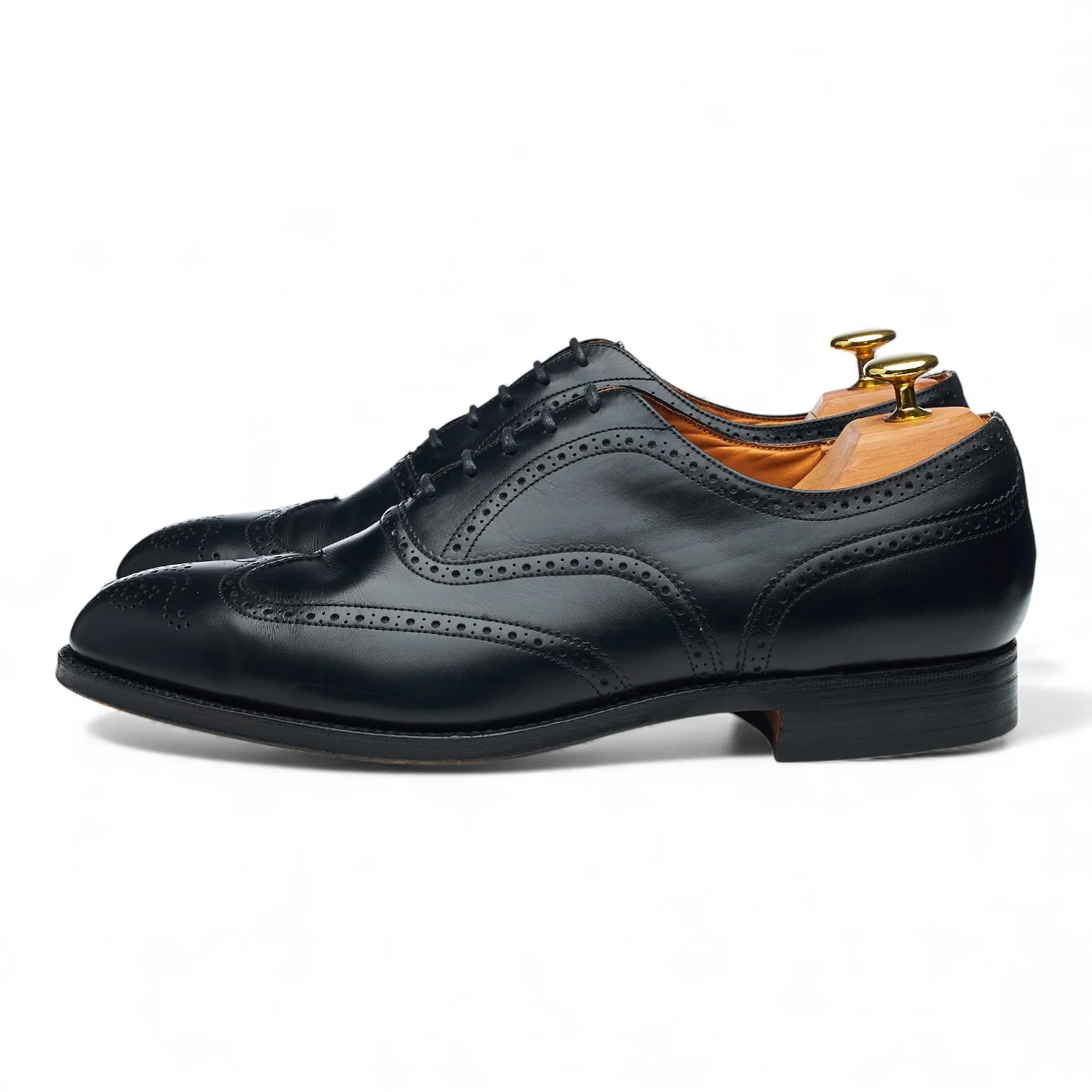 Black Leather Oxford Brogues UK 8.5 F - Image 3