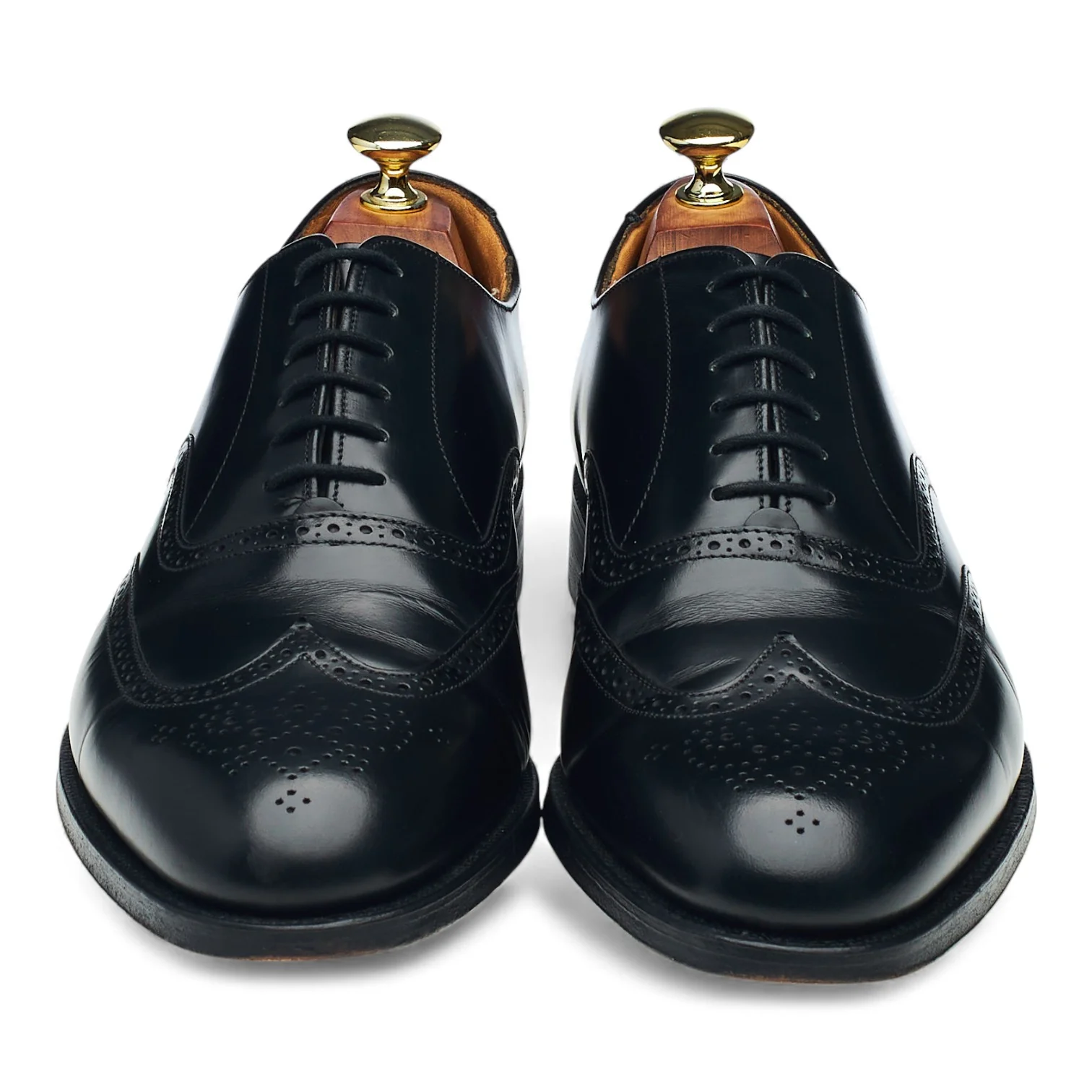 Black Leather Oxford Semi Brogues UK 7.5 G - Image 2