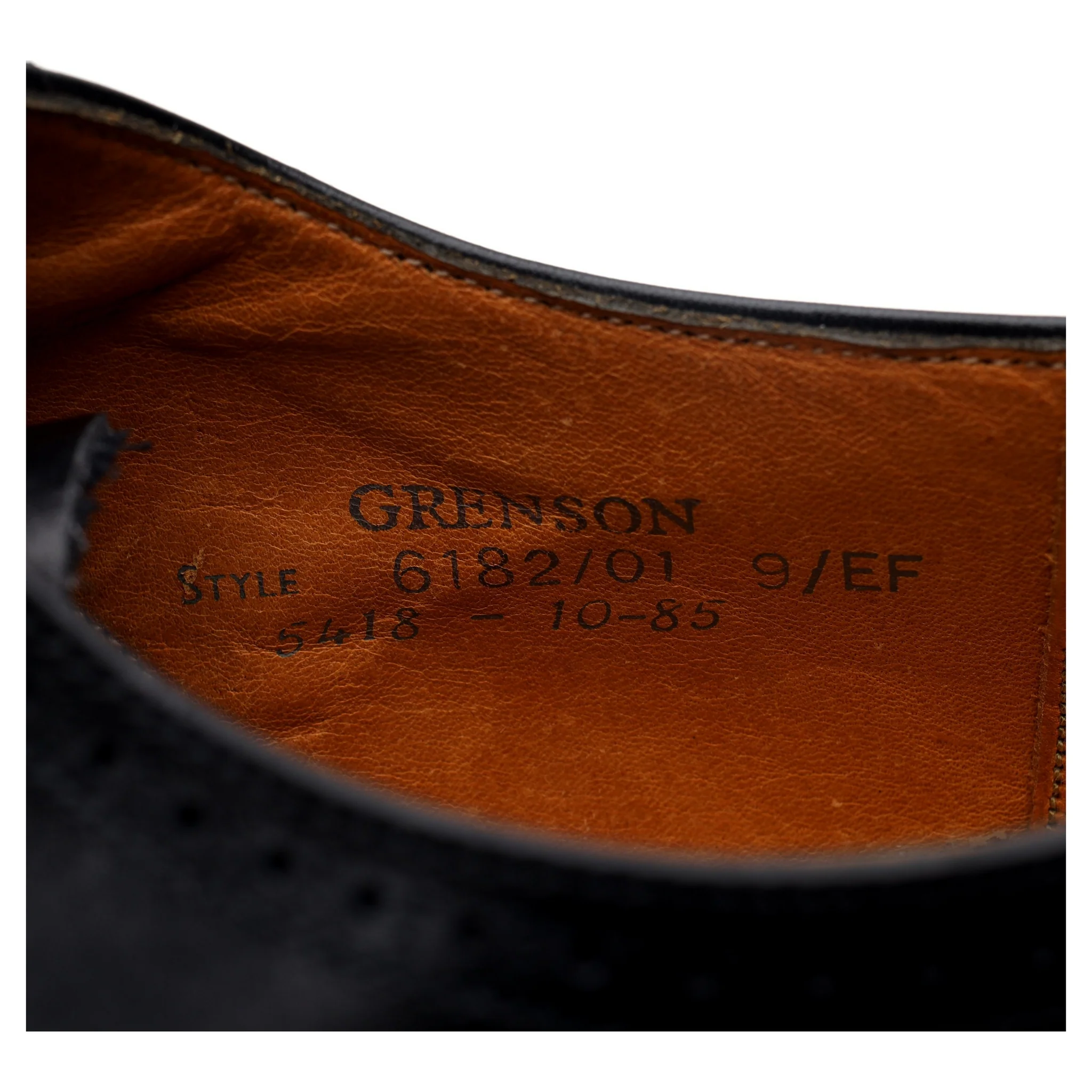 Black Leather Oxford Semi Brogues UK 9 EF - Image 13