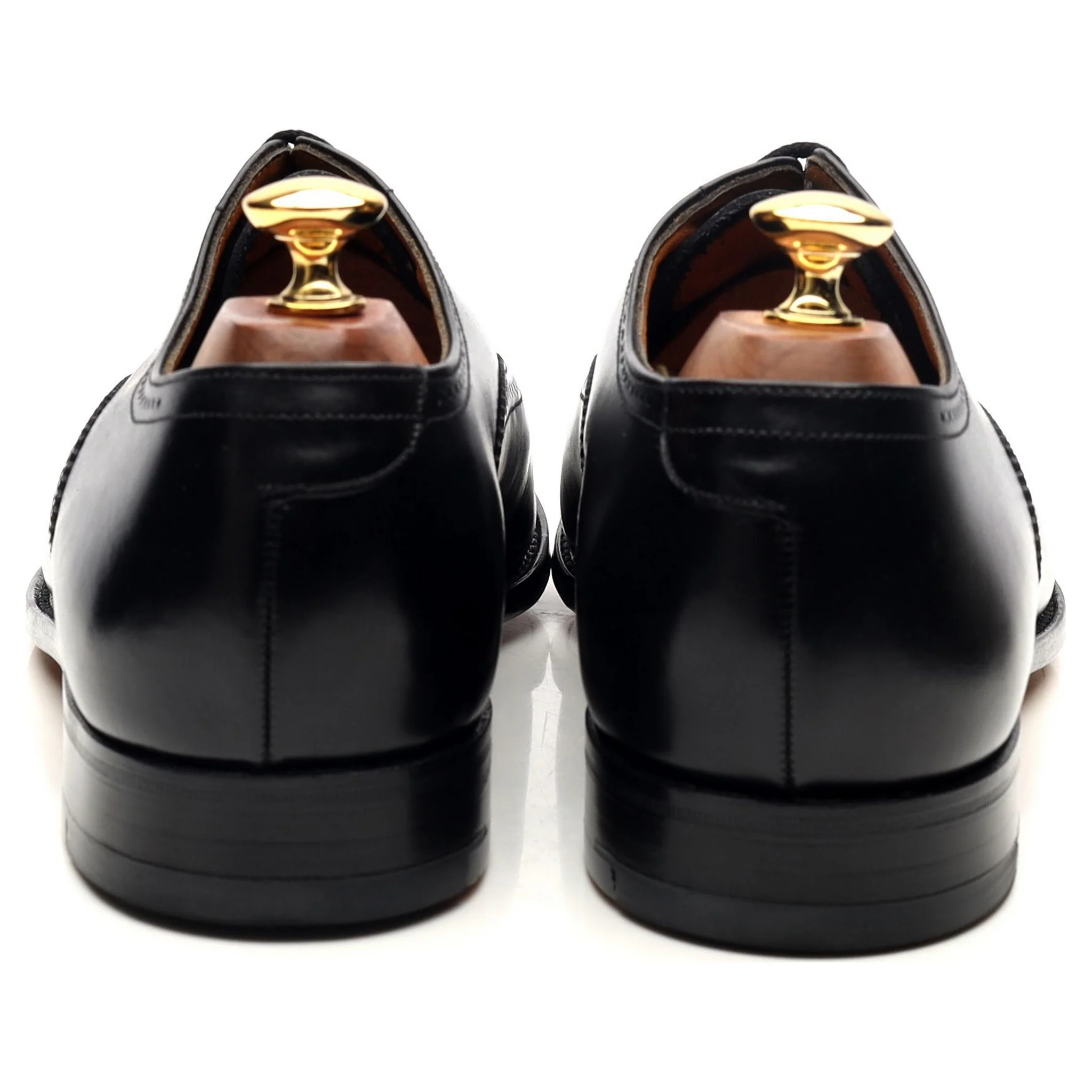 Black Leather Oxford Semi Brogues UK 9 EF - Image 4