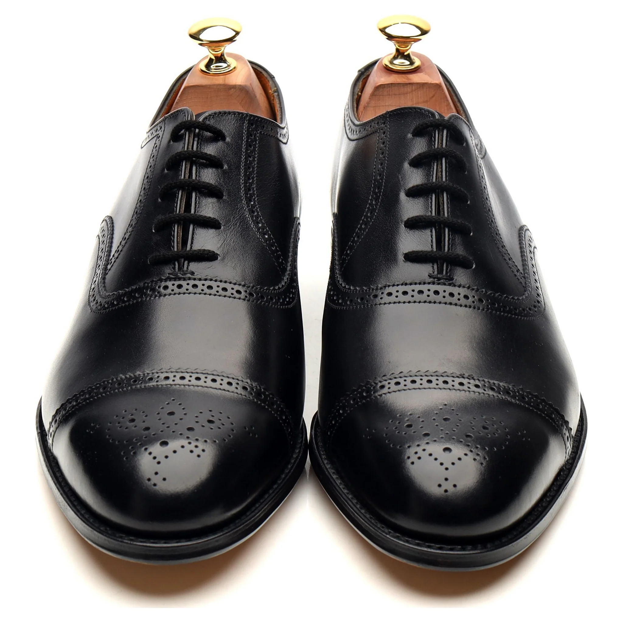 Black Leather Oxford Semi Brogues UK 9 EF - Image 9