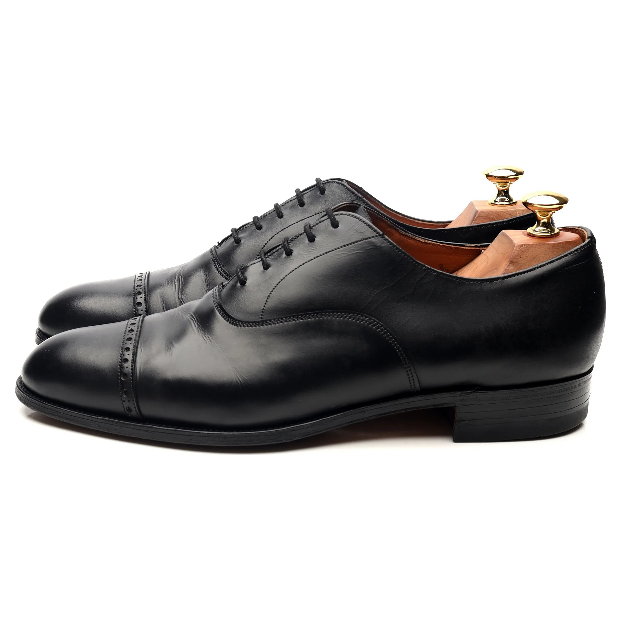 Vintage 'Belmont' Black Leather Oxford UK 9 F - Image 2