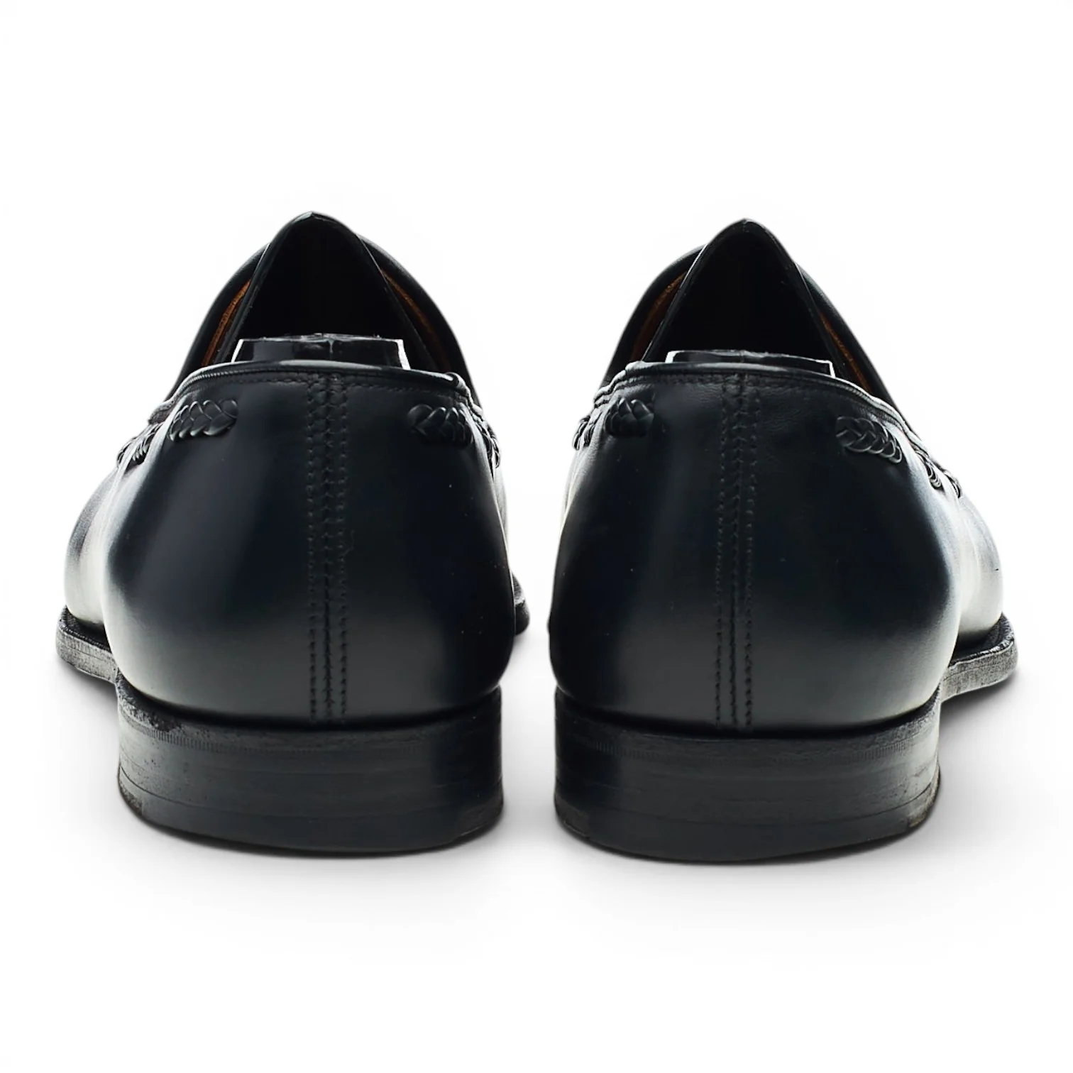 Black Leather Tassel Loafers UK 7 E - Image 4