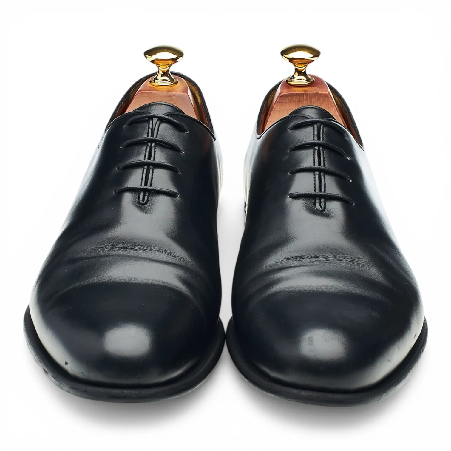 Black Leather Wholecut Oxford UK 9 - Image 2