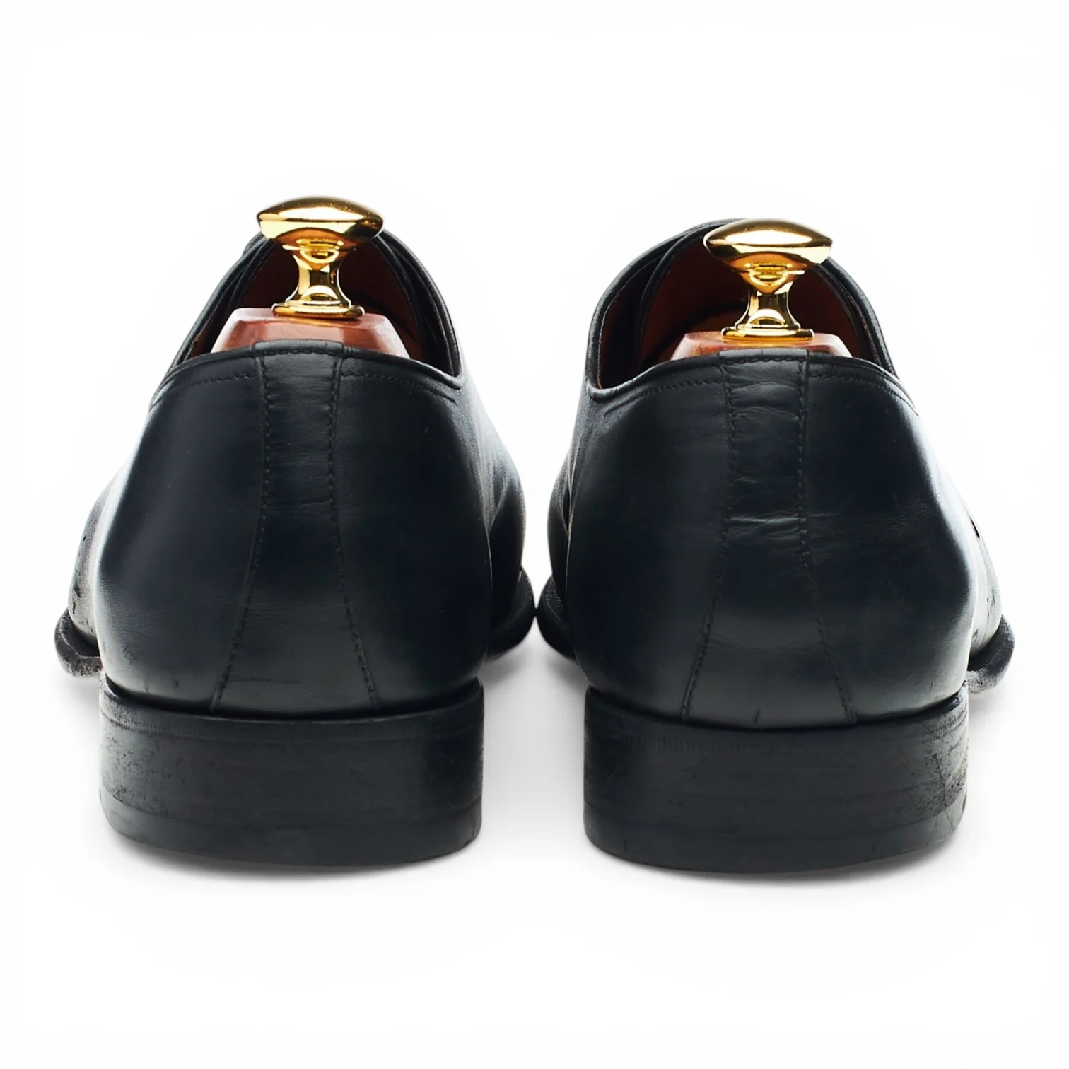 Black Leather Wholecut Oxford UK 9 - Image 4