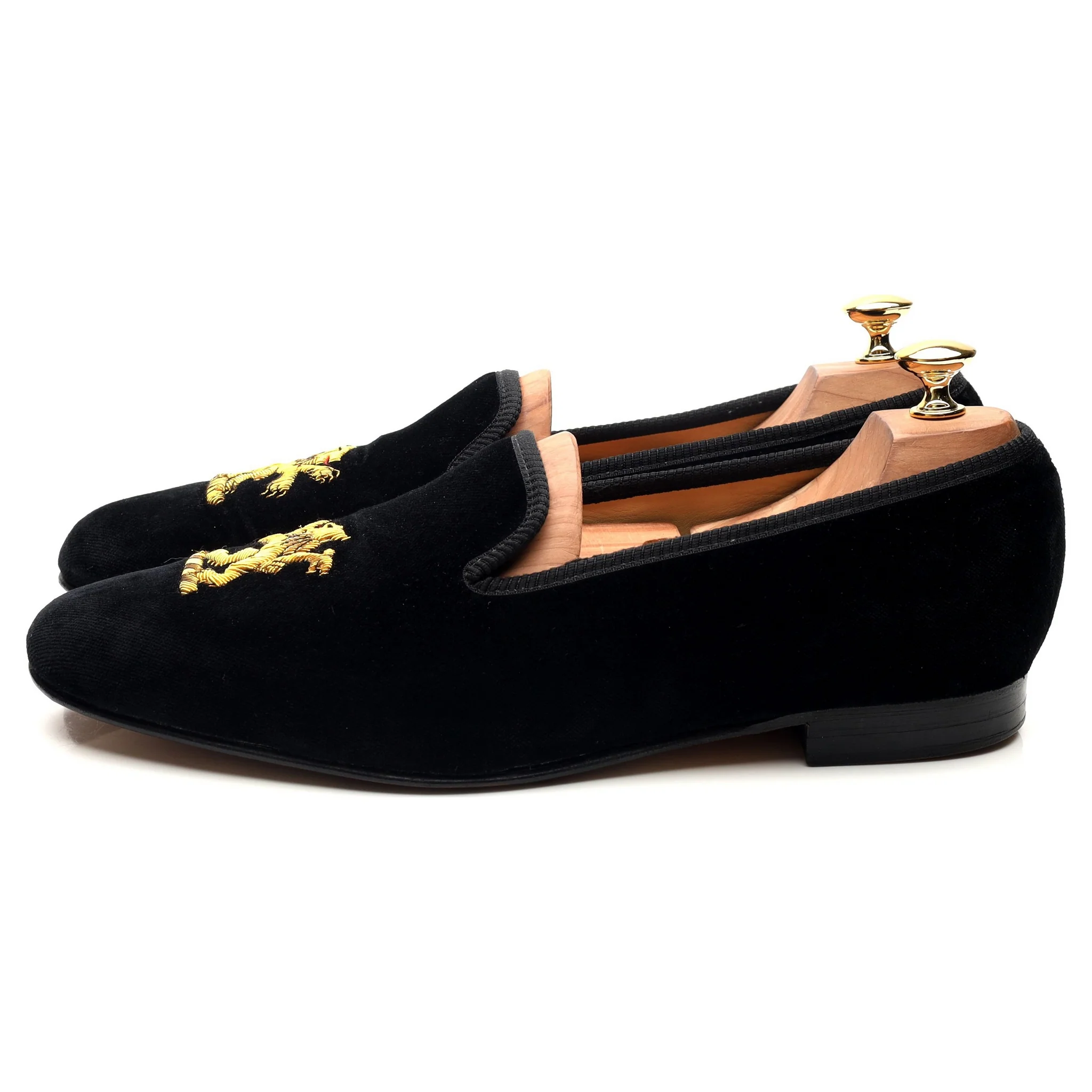 'Lion' Black Velvet Slippers UK 10.5 - Image 2