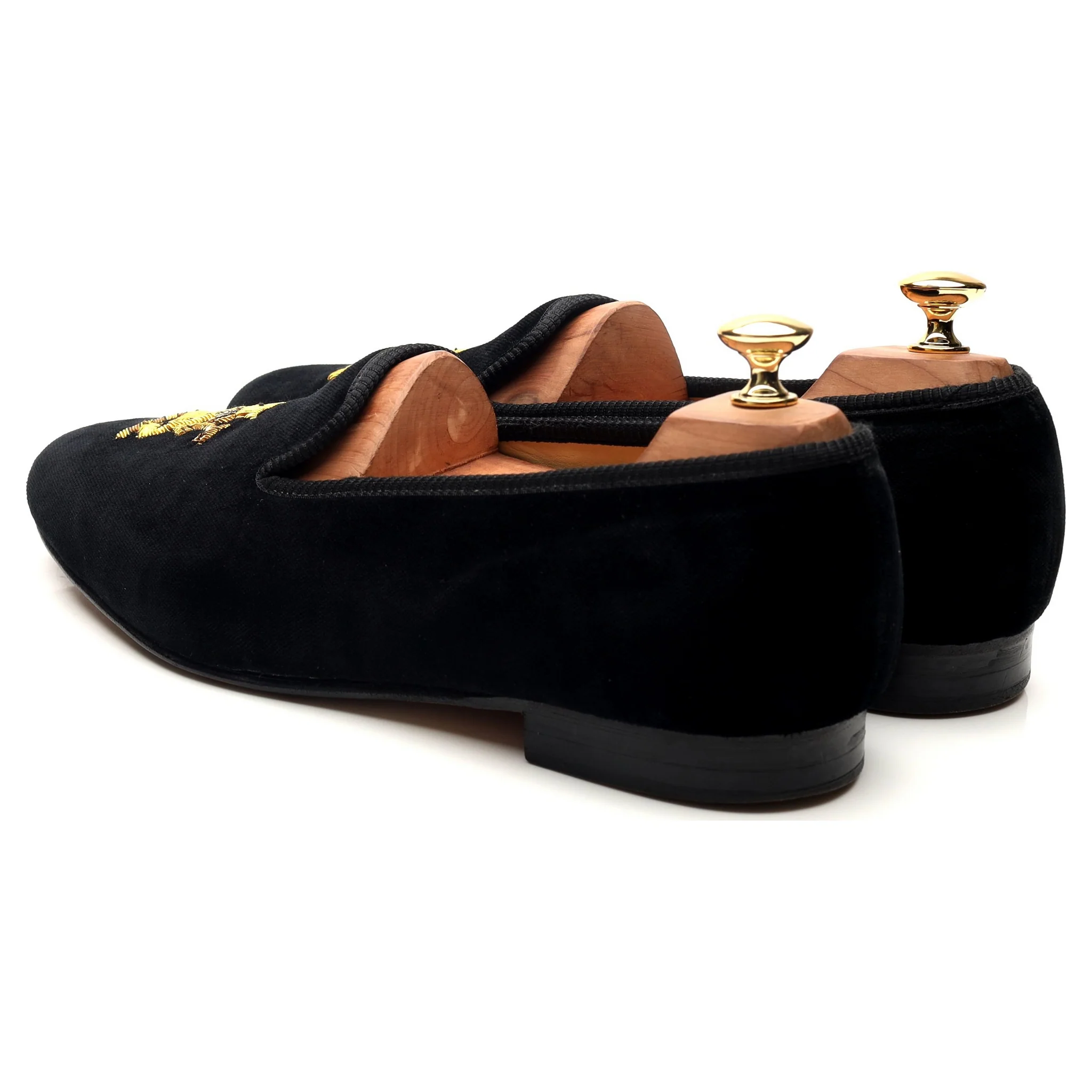 'Lion' Black Velvet Slippers UK 10.5 - Image 3