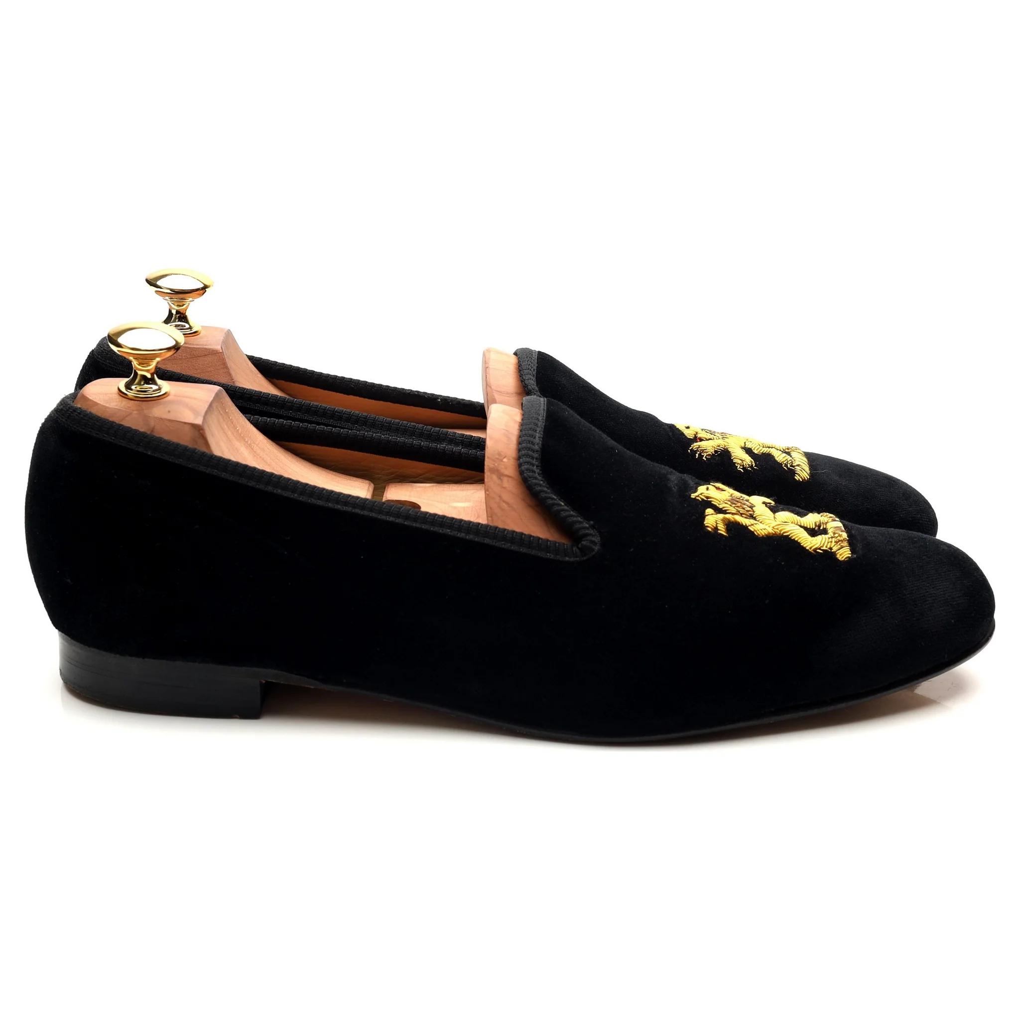 'Lion' Black Velvet Slippers UK 10.5 - Image 6