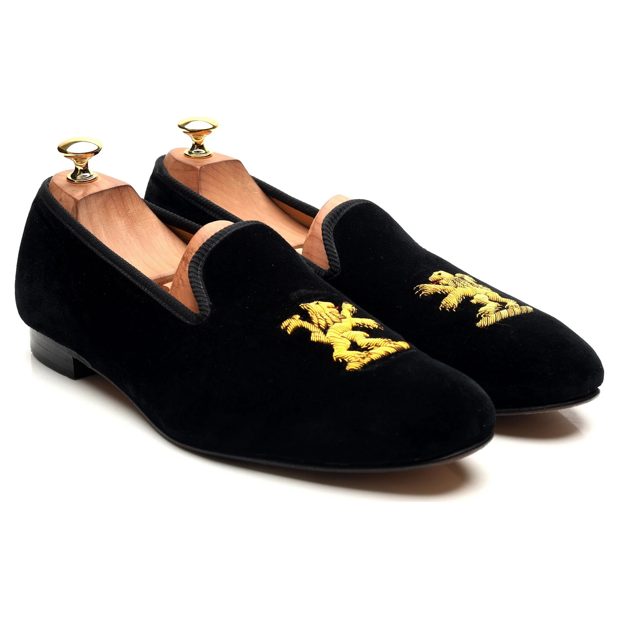 'Lion' Black Velvet Slippers UK 10.5 - Image 7