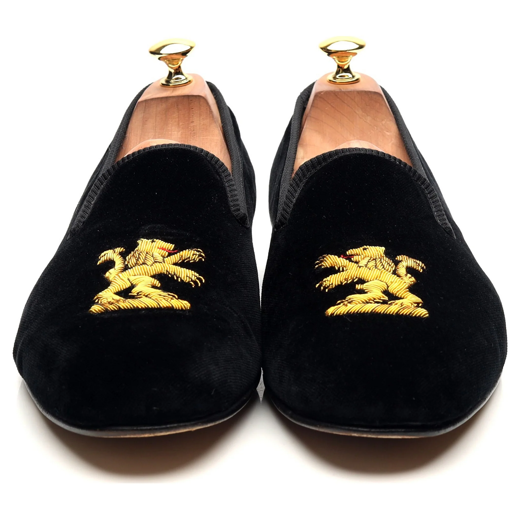 'Lion' Black Velvet Slippers UK 10.5 - Image 8