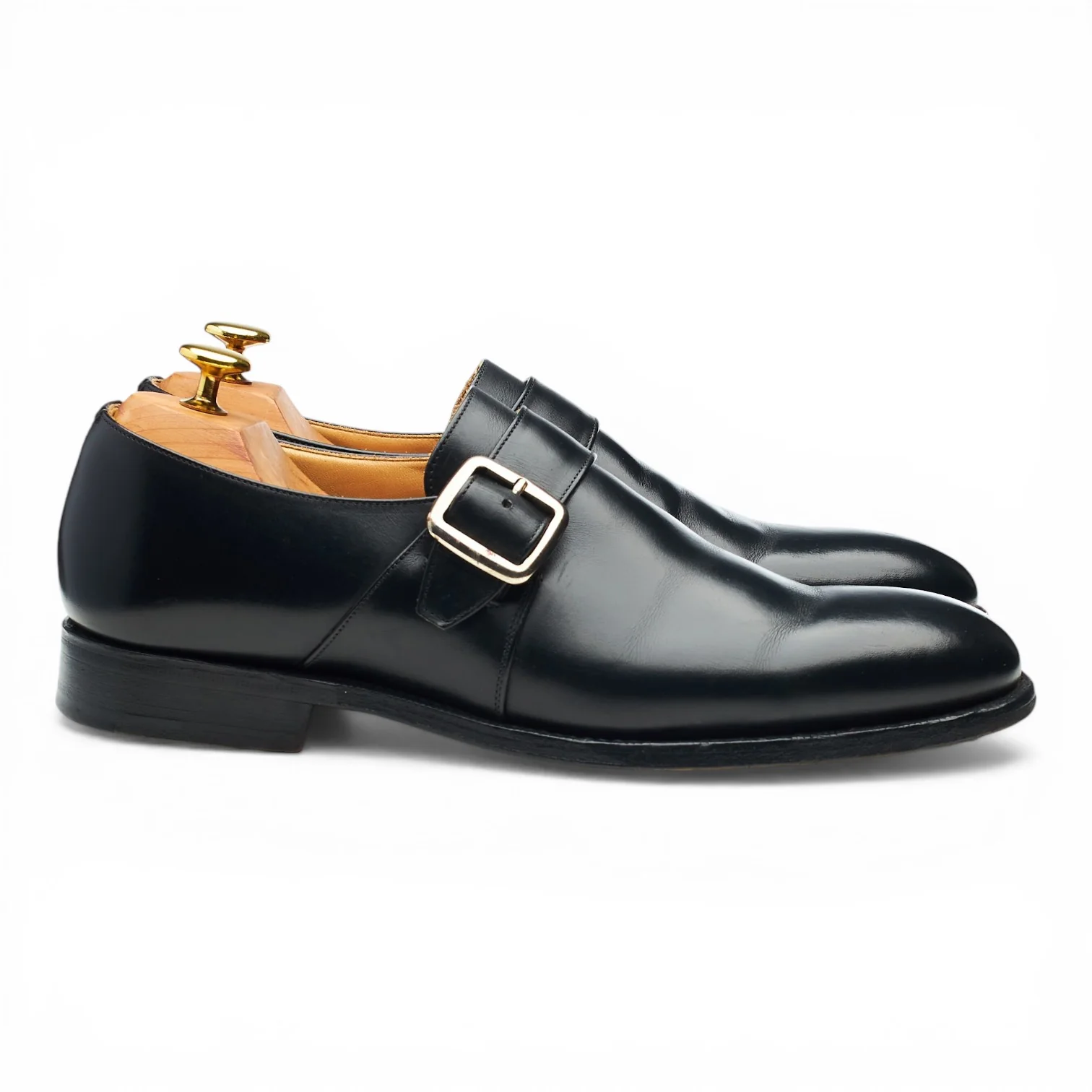 'Blenheim' Black Leather Monk Strap UK 8 F