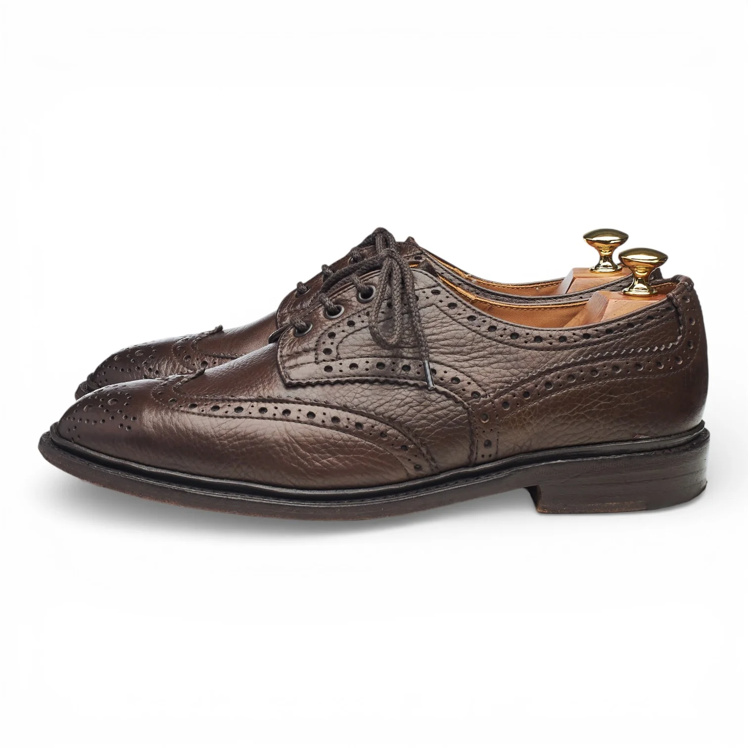 'Bourton' Dark Brown Grain Leather Derby Brogues UK 9 - Image 3