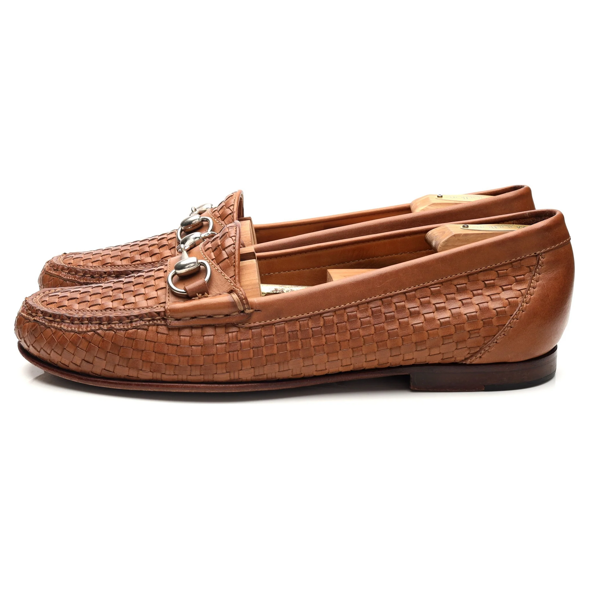'Saxon' Tan Brown Braided Leather Horsebit Loafers UK 9.5 US 10.5 - Image 3