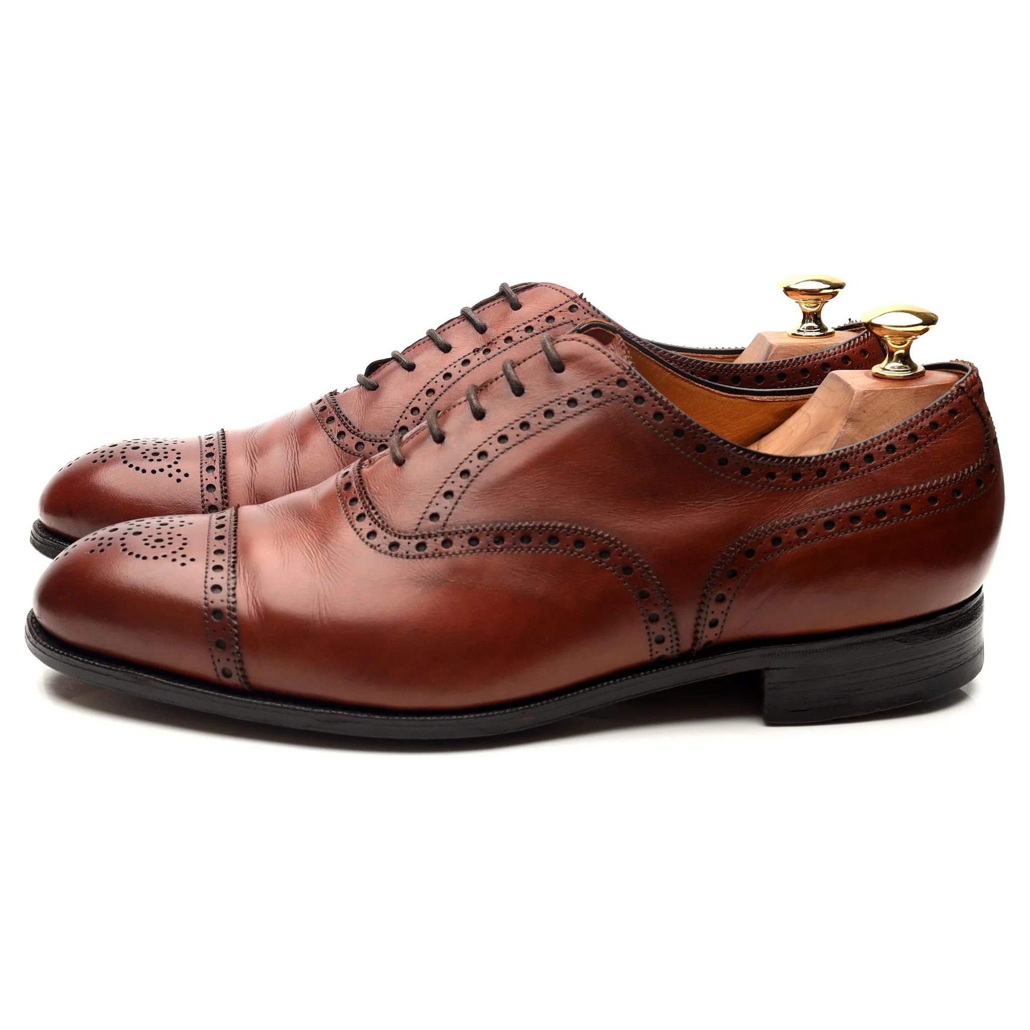 'Cadogan' Tan Brown Leather Oxford Semi Brogues UK 9.5 F - Image 2
