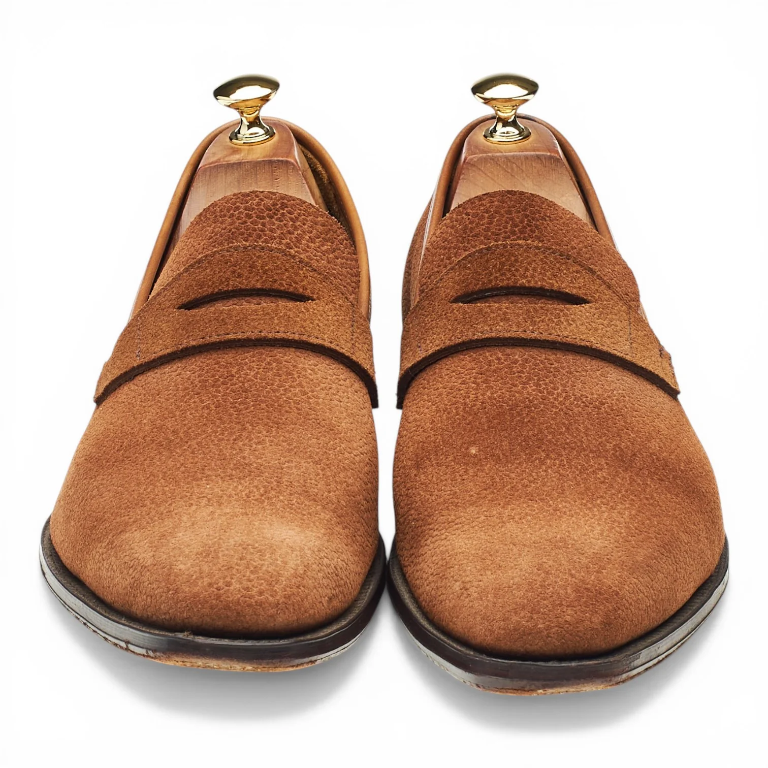 Tan Brown Grain Suede Unlined Loafers UK 10.5 E - Image 2