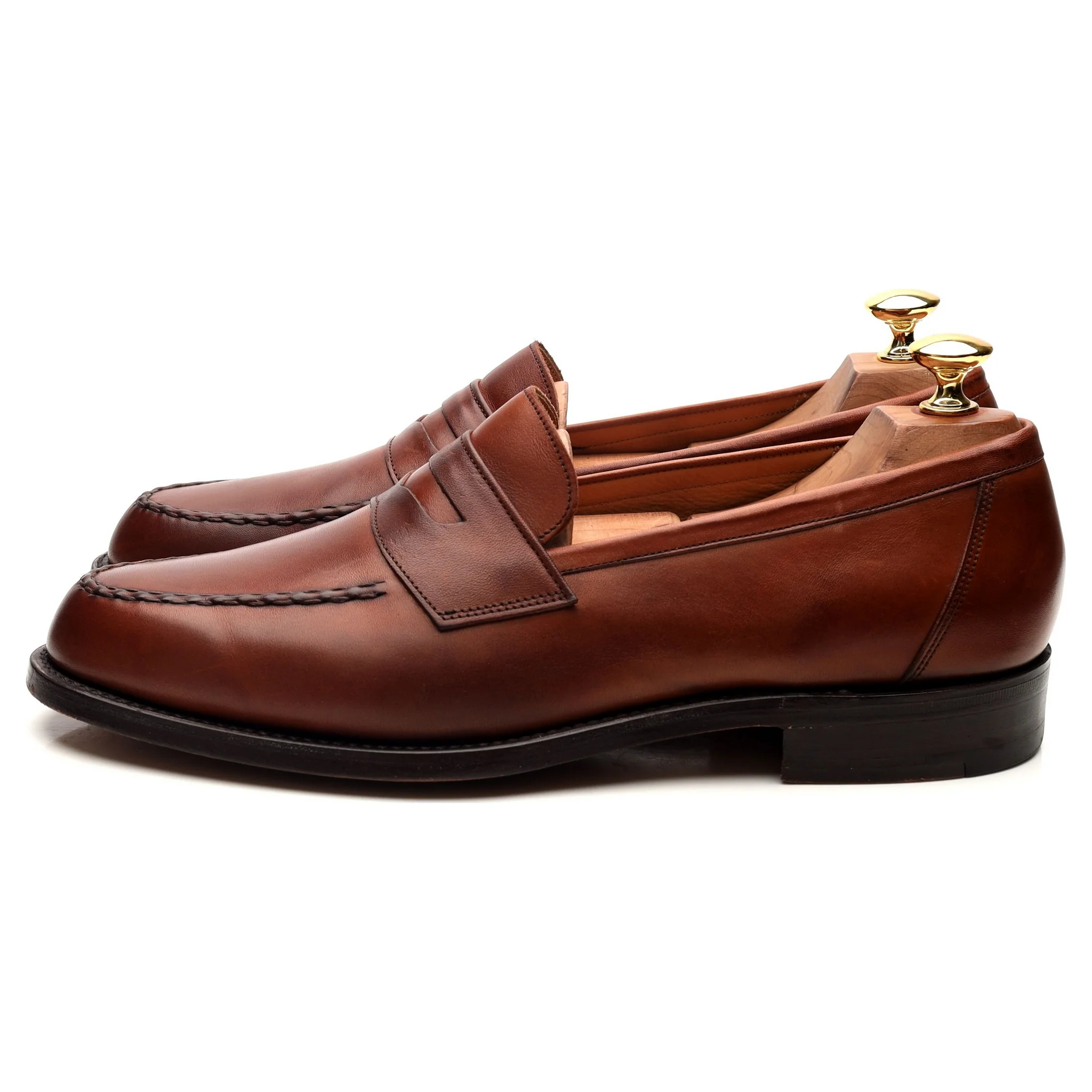 Tan Brown Leather Loafers UK 9 F - Image 2