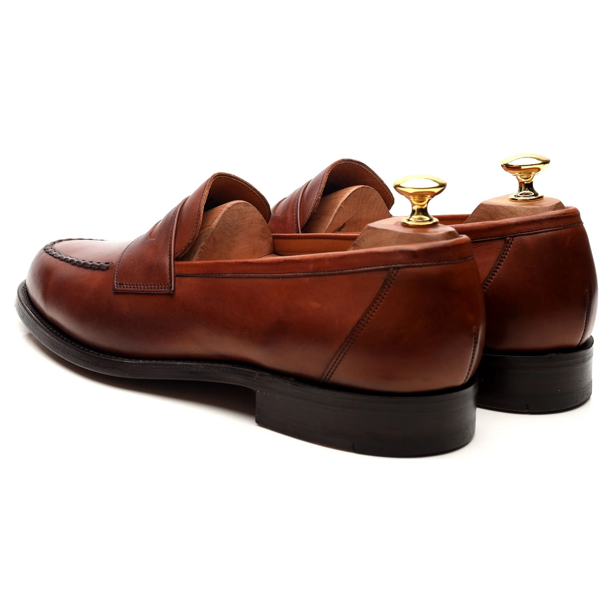 Tan Brown Leather Loafers UK 9 F - Image 3