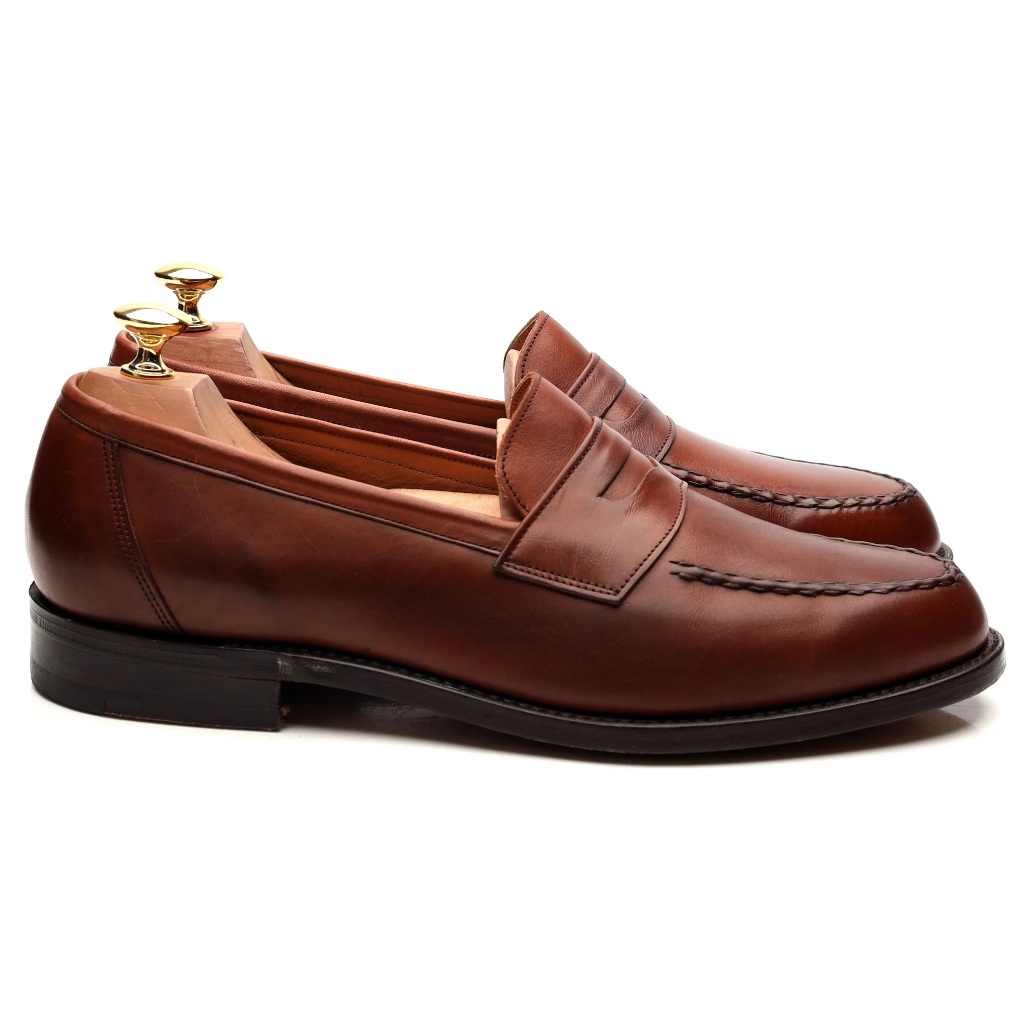 Tan Brown Leather Loafers UK 9 F - Image 6