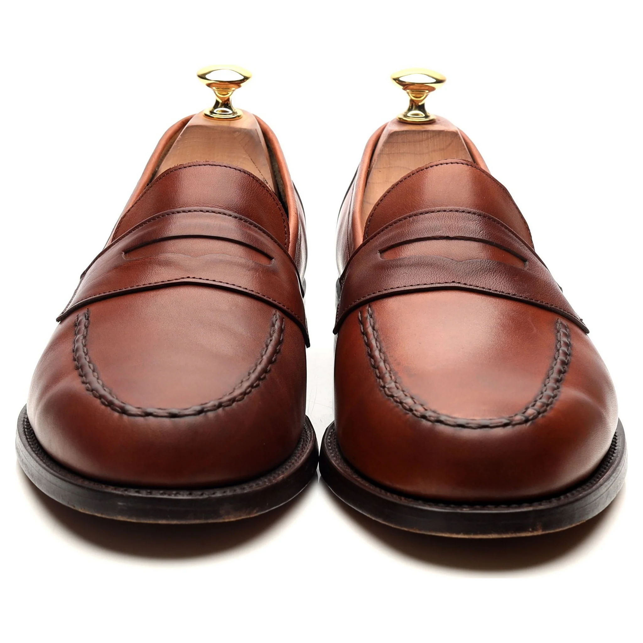 Tan Brown Leather Loafers UK 9 F - Image 8