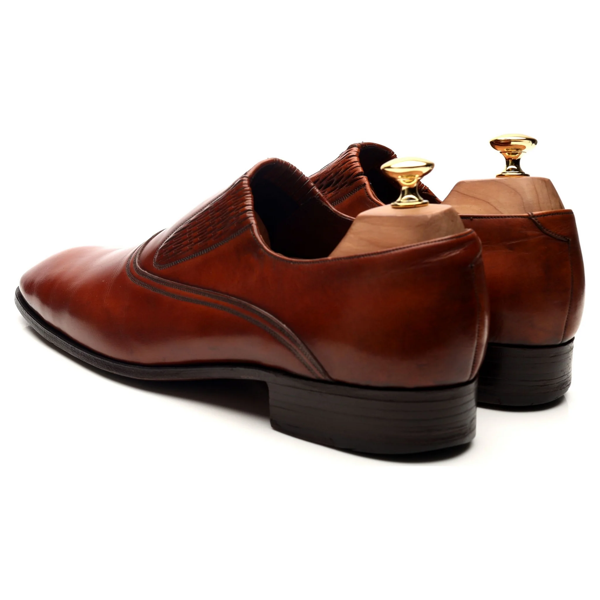 Vintage Brown Leather Slip On Loafers UK 10 E - Image 3