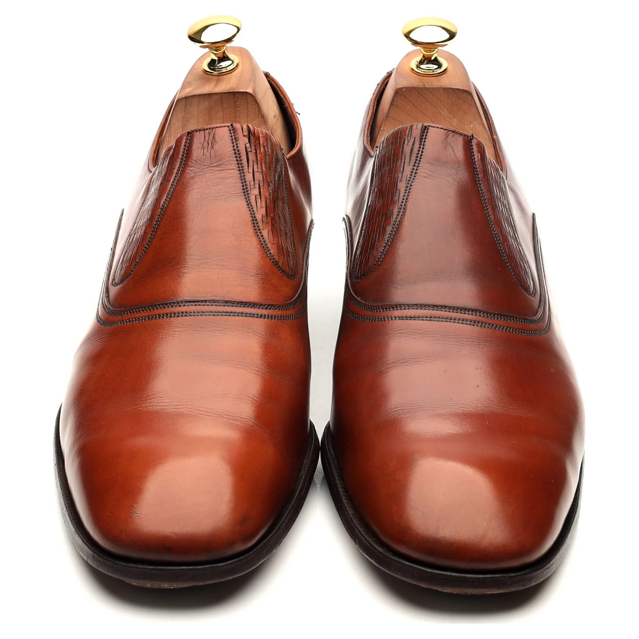 Vintage Brown Leather Slip On Loafers UK 10 E - Image 8
