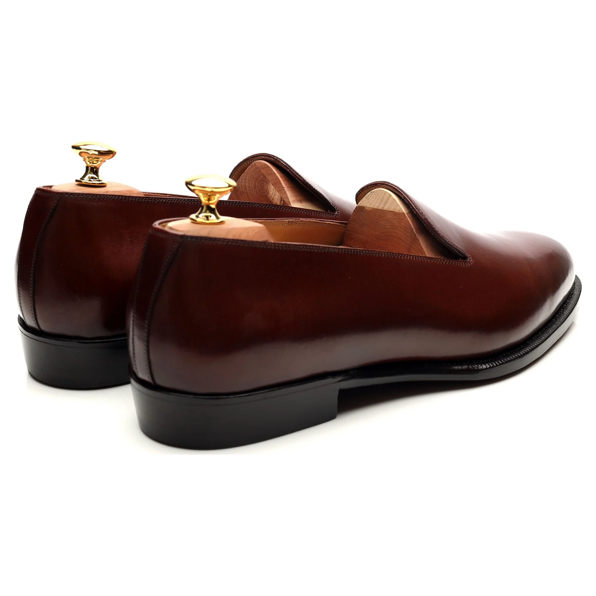 Brown Leather Wholecut Slipper Loafers UK 11 - Image 4