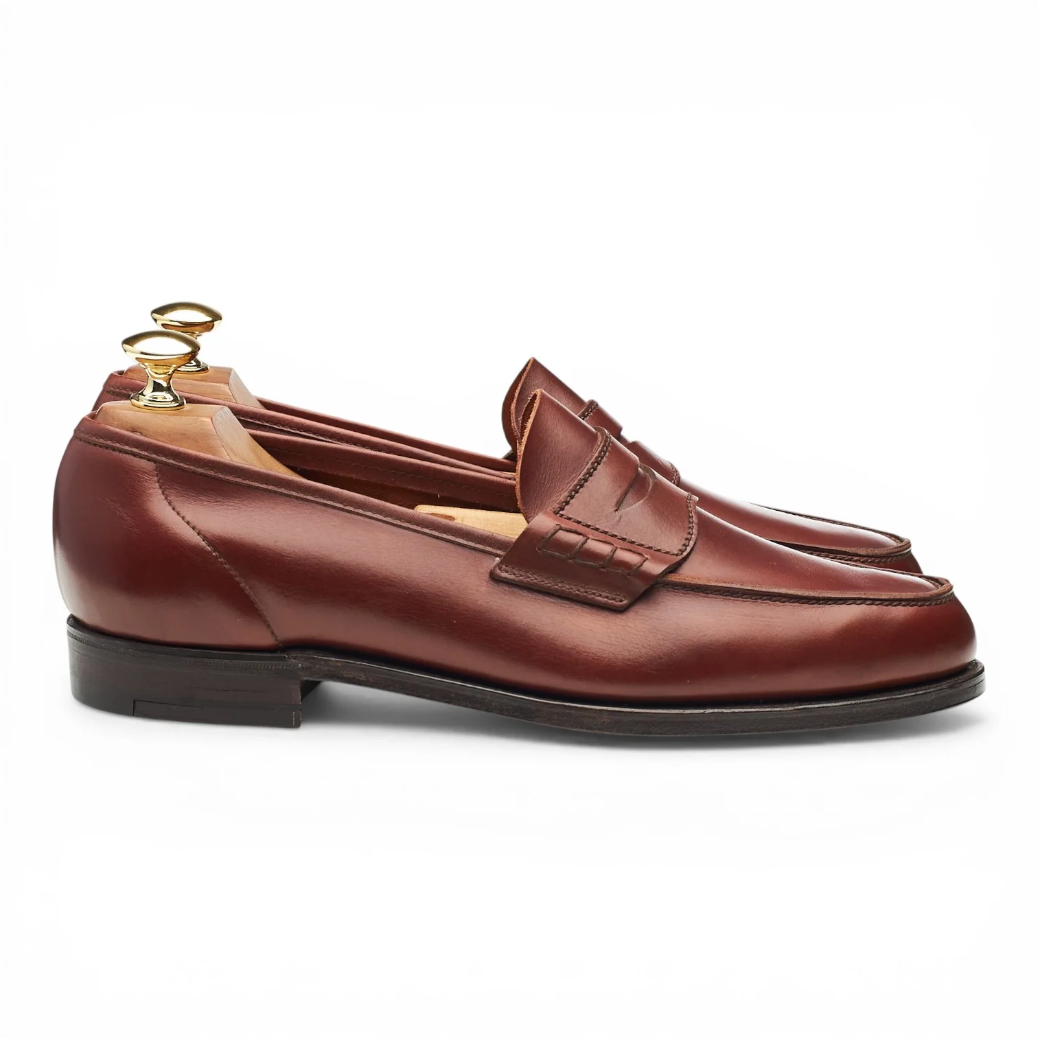 Tan Brown Leather Split Toe Loafers UK 6.5 EE