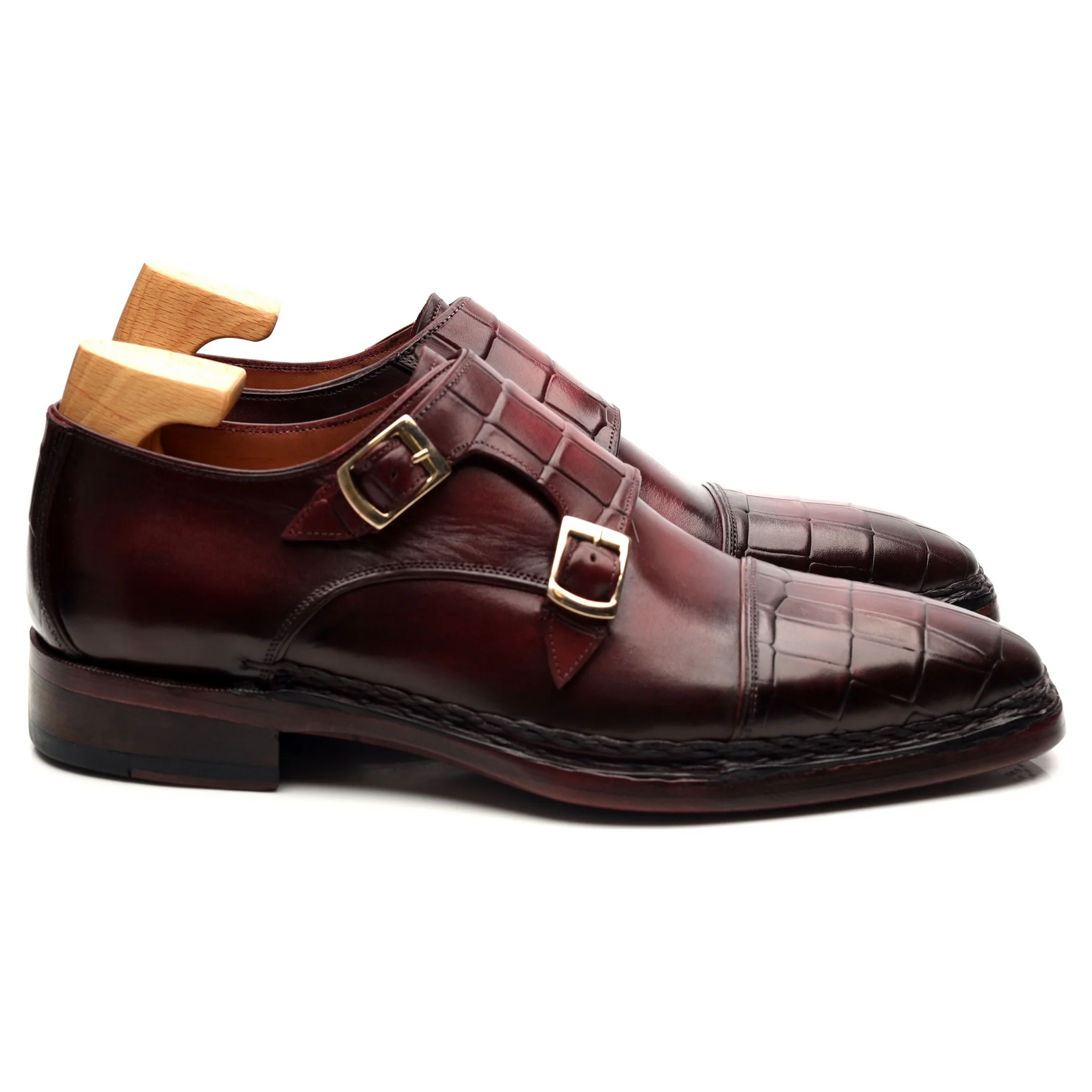 Burgundy Leather Double Monk Strap UK 6 EU 40 - Image 6