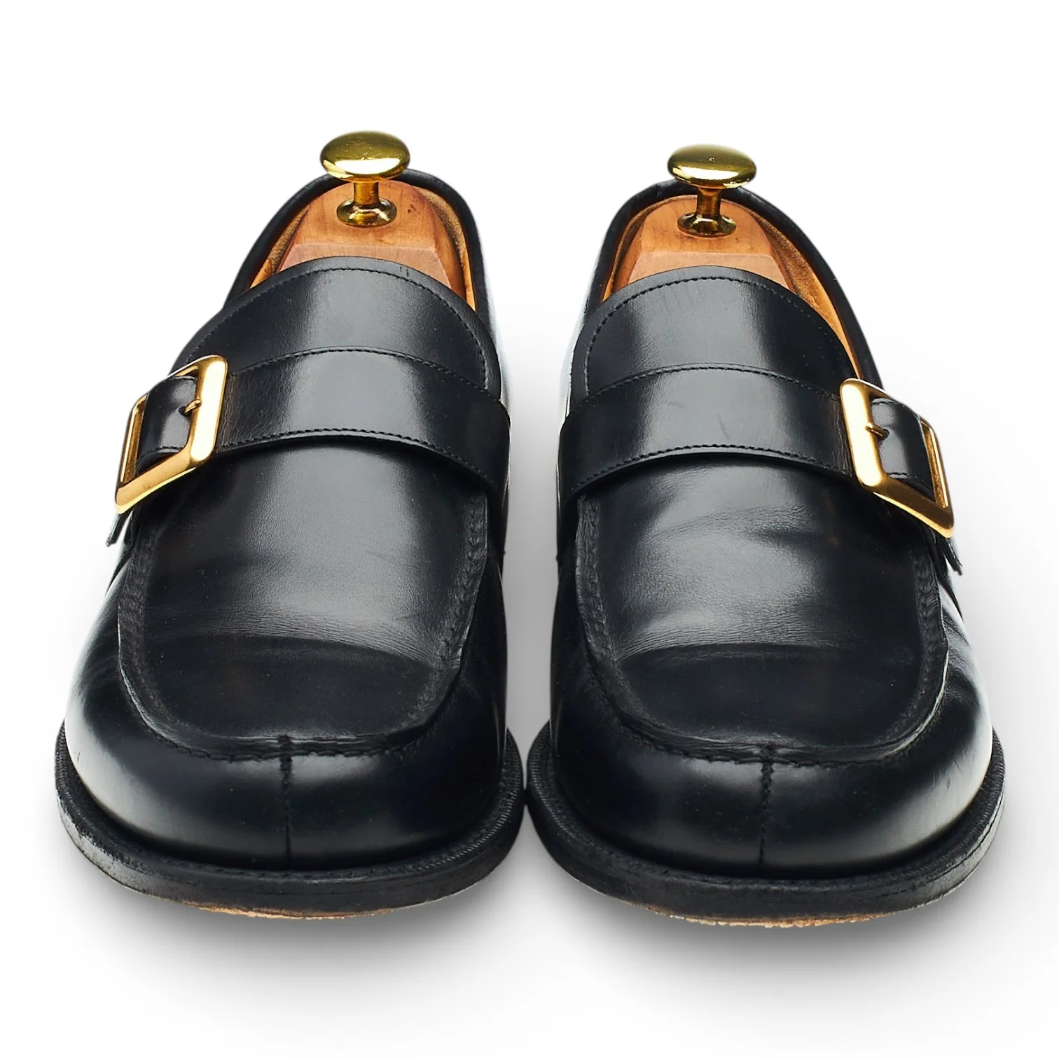 'Caldbeck' Black Leather Monk Strap Loafers UK 9 F - Image 2