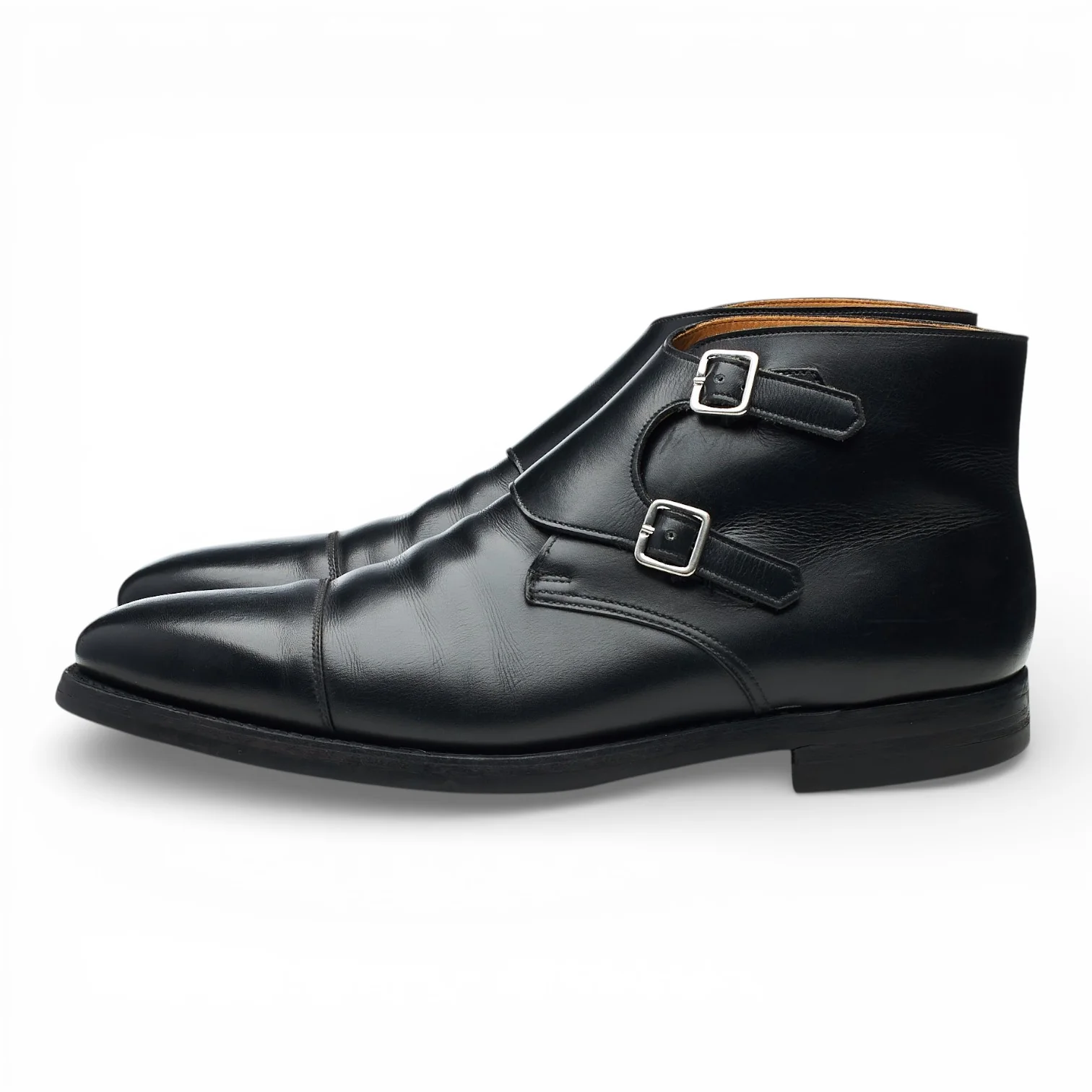 'Camberley' Black Leather Double Monk Strap Boots UK 9.5 E - Image 3
