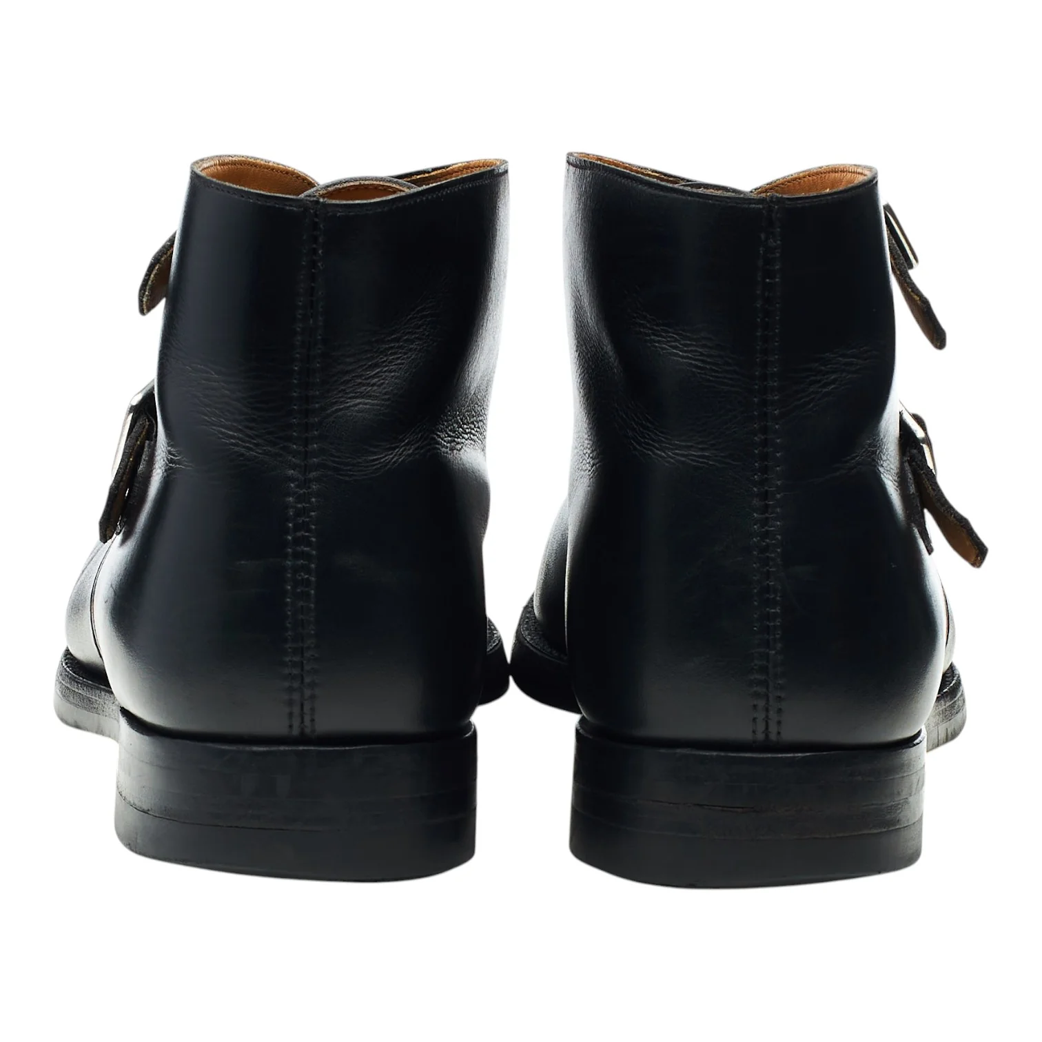 'Camberley' Black Leather Double Monk Strap Boots UK 9.5 E - Image 4