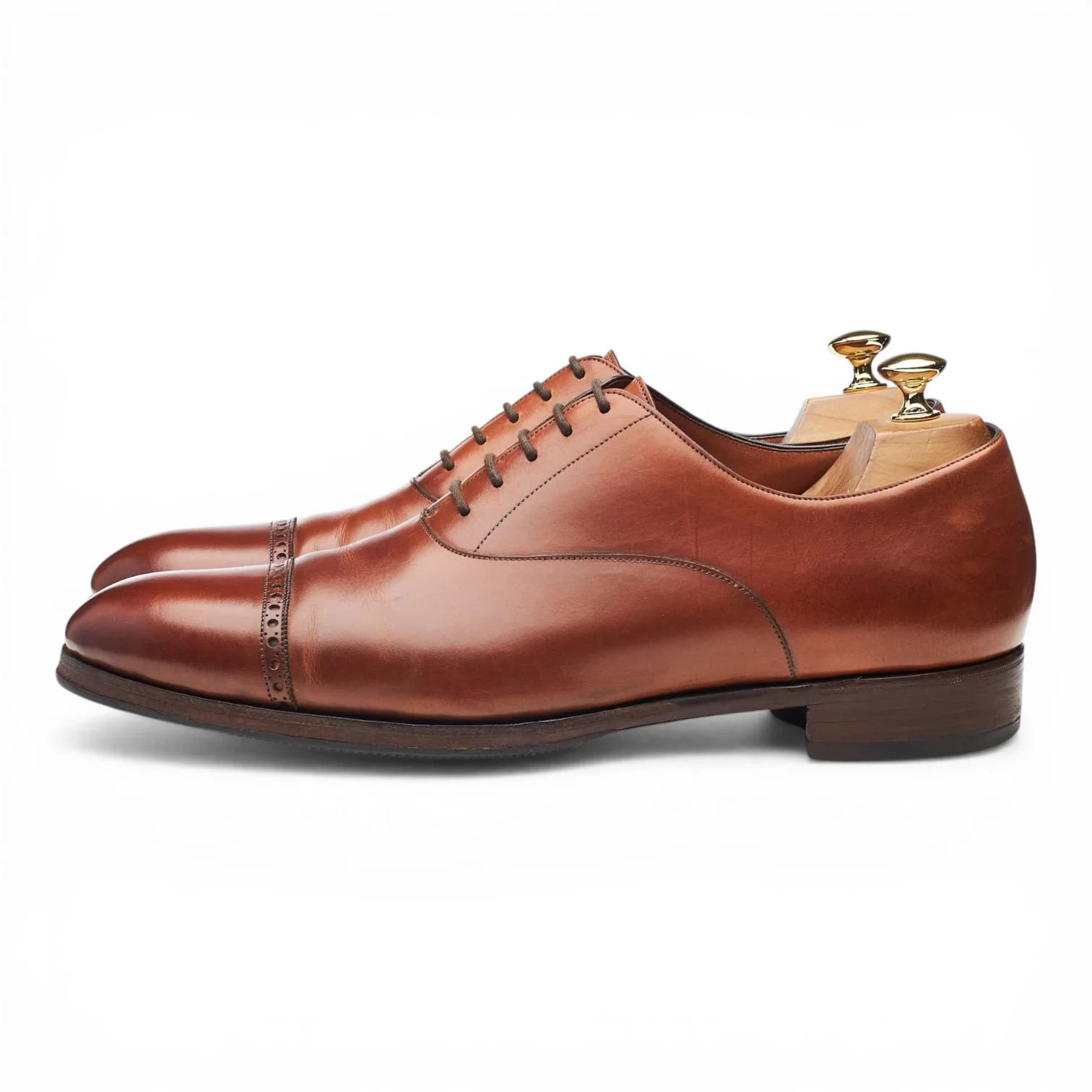 'Cambridge' Tan Brown Leather Oxford UK 10.5 E - Image 3