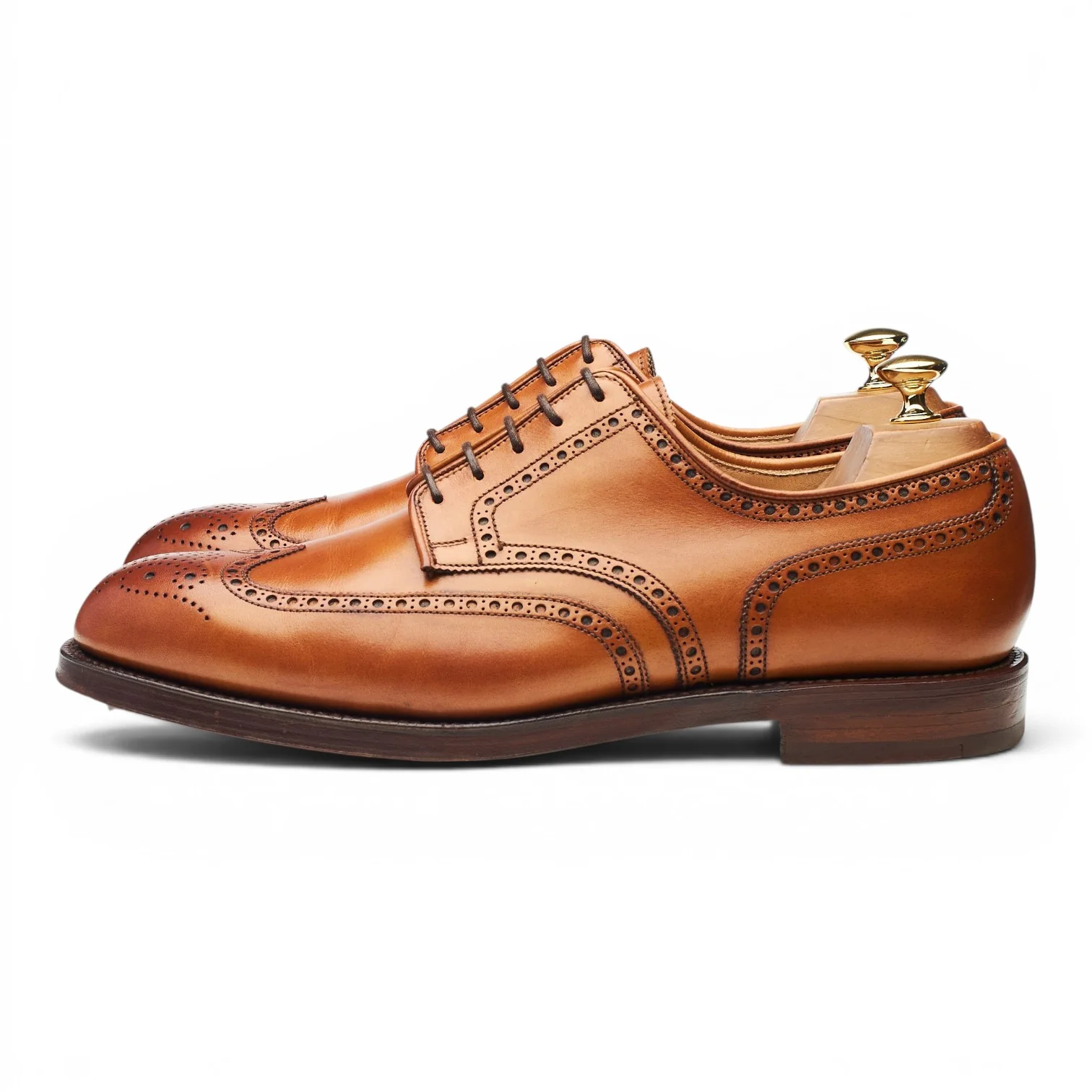 'Cardiff' Tan Brown Leather Derby Brogue UK 10 E - Image 3