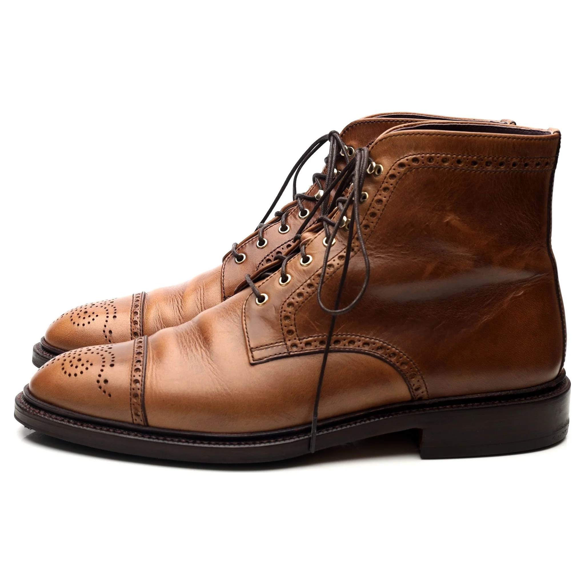 '80780' Light Brown Leather Brogue Boots UK 9 EE - Image 2