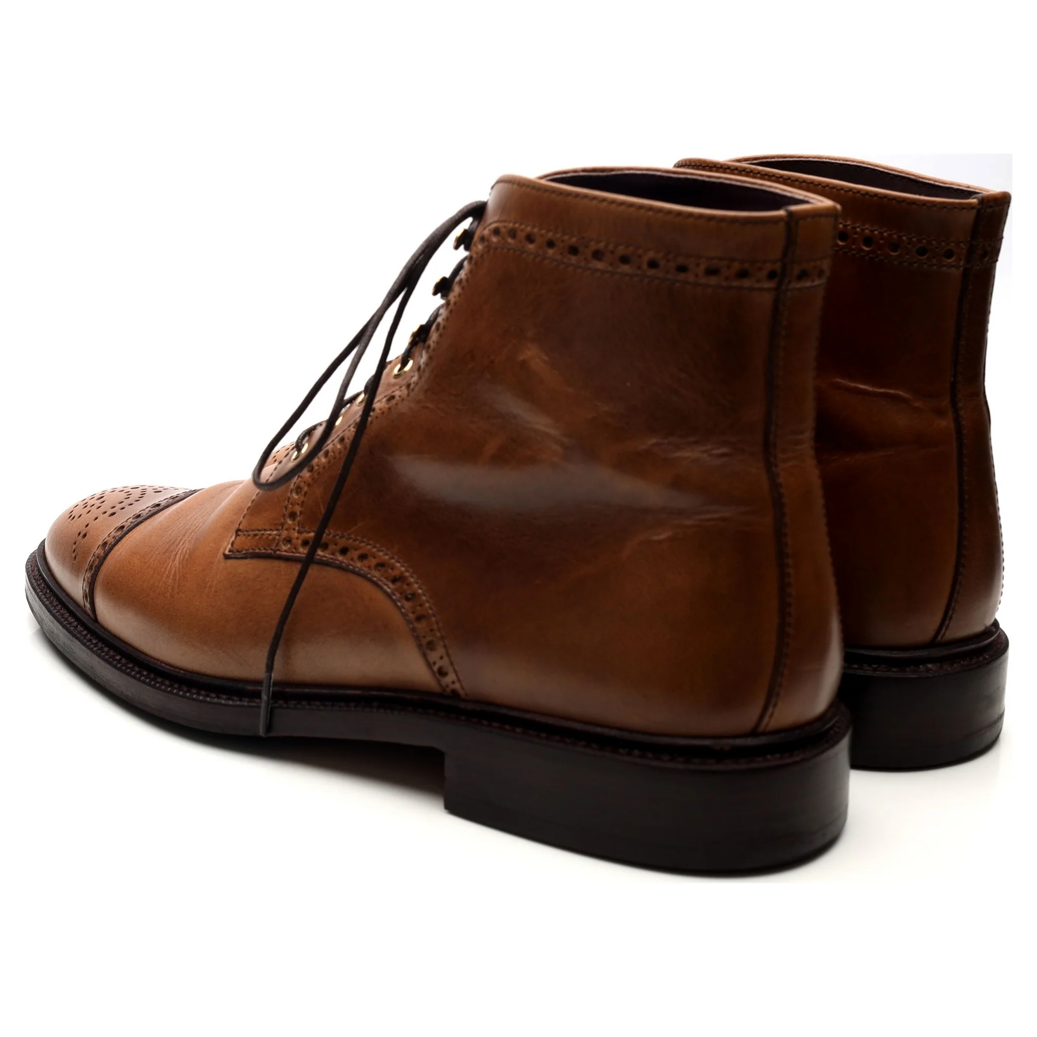 '80780' Light Brown Leather Brogue Boots UK 9 EE - Image 3