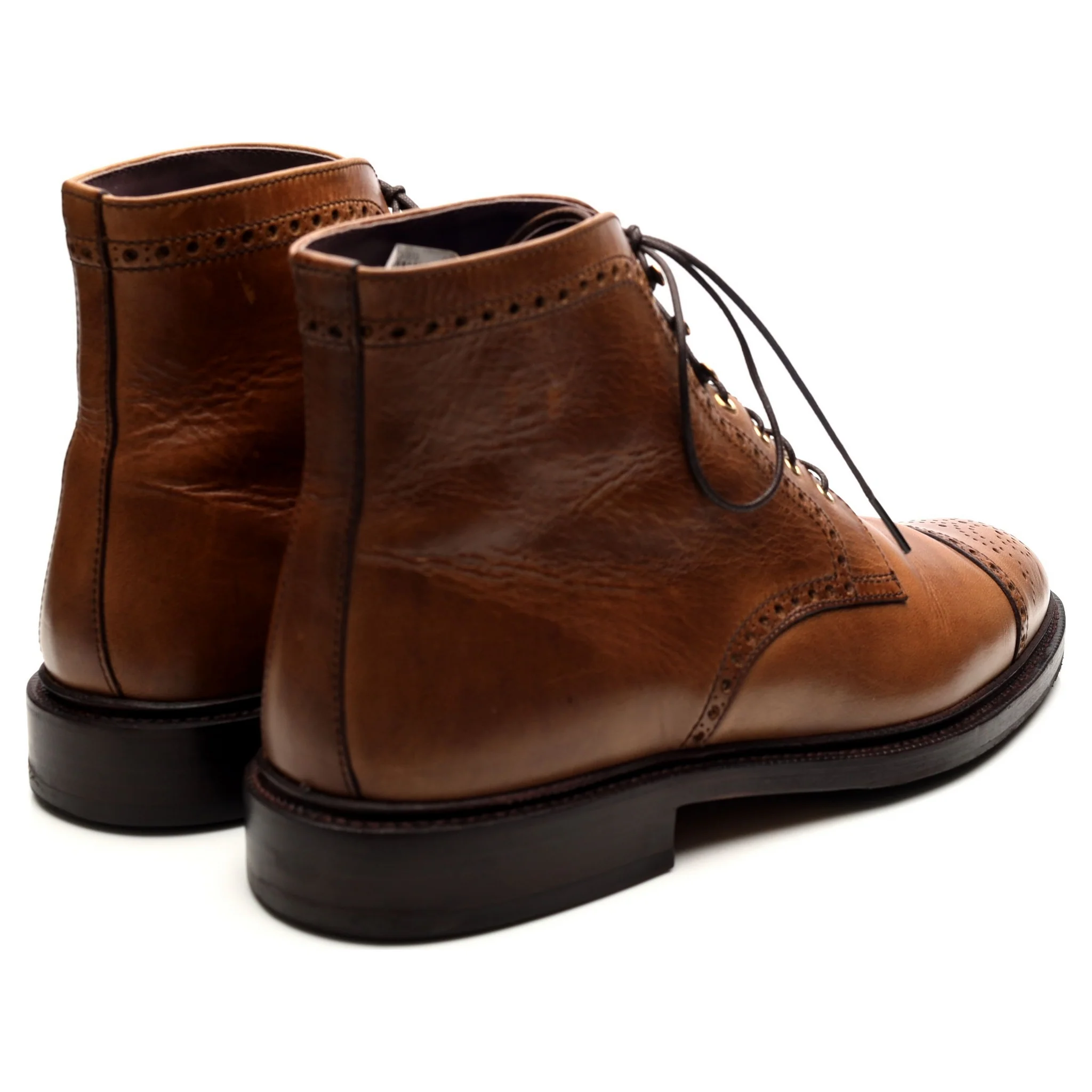 '80780' Light Brown Leather Brogue Boots UK 9 EE - Image 5