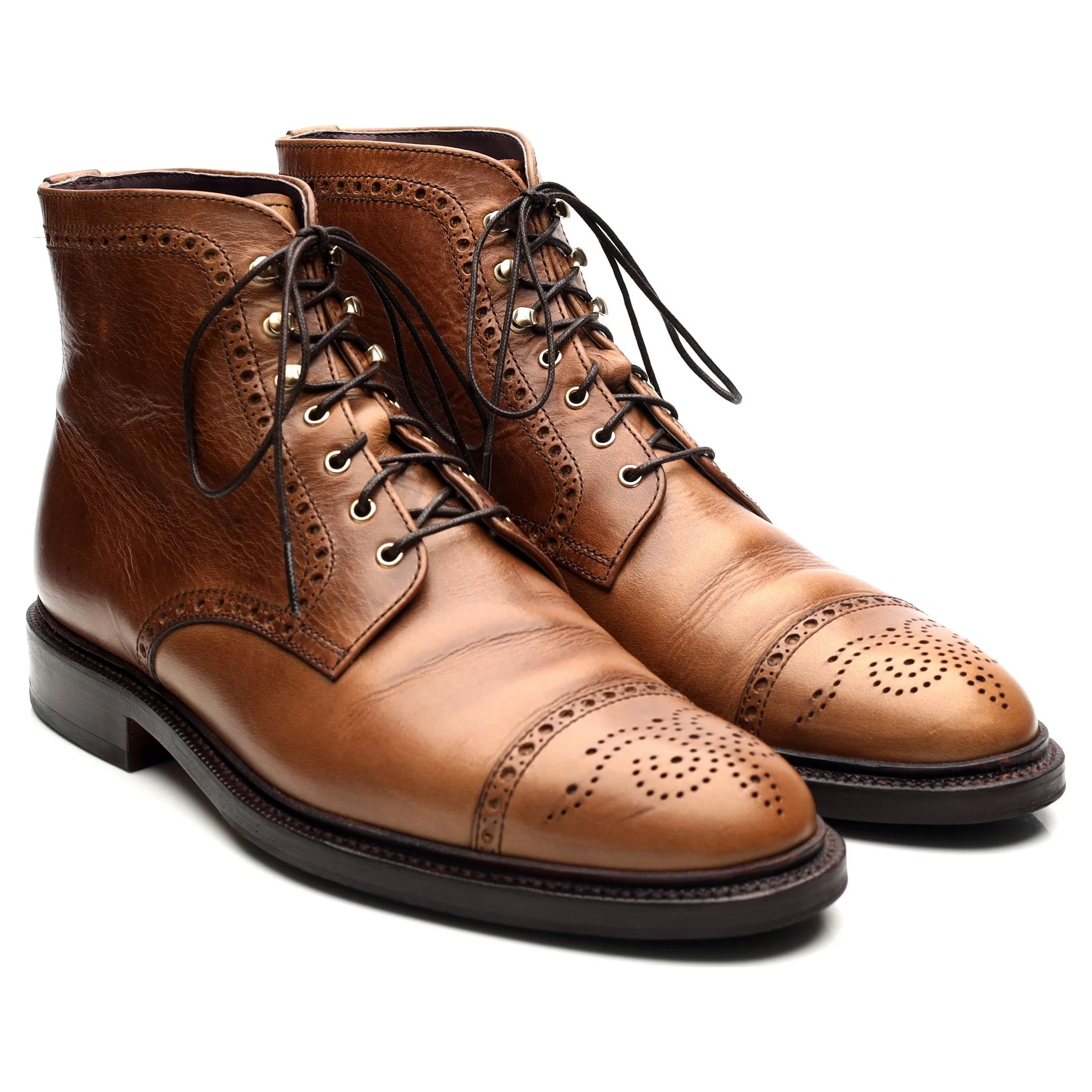 '80780' Light Brown Leather Brogue Boots UK 9 EE - Image 7