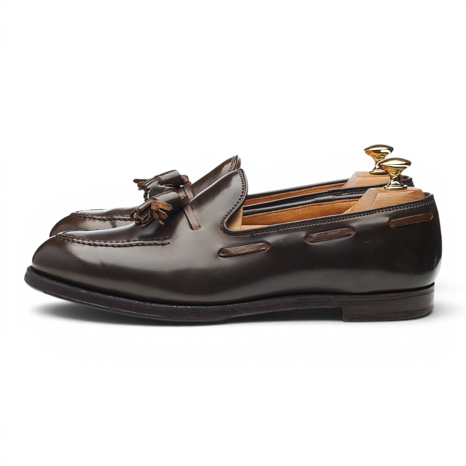 'Cavendish 2' Dark Brown Cordovan Leather Tassel Loafers UK 6.5 E - Image 3