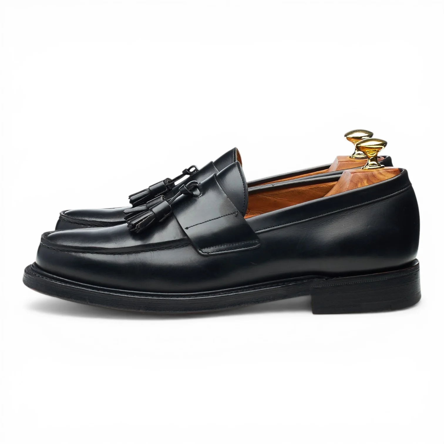 'Cheadle' Black Leather Tassel Loafers UK 7 F - Image 3