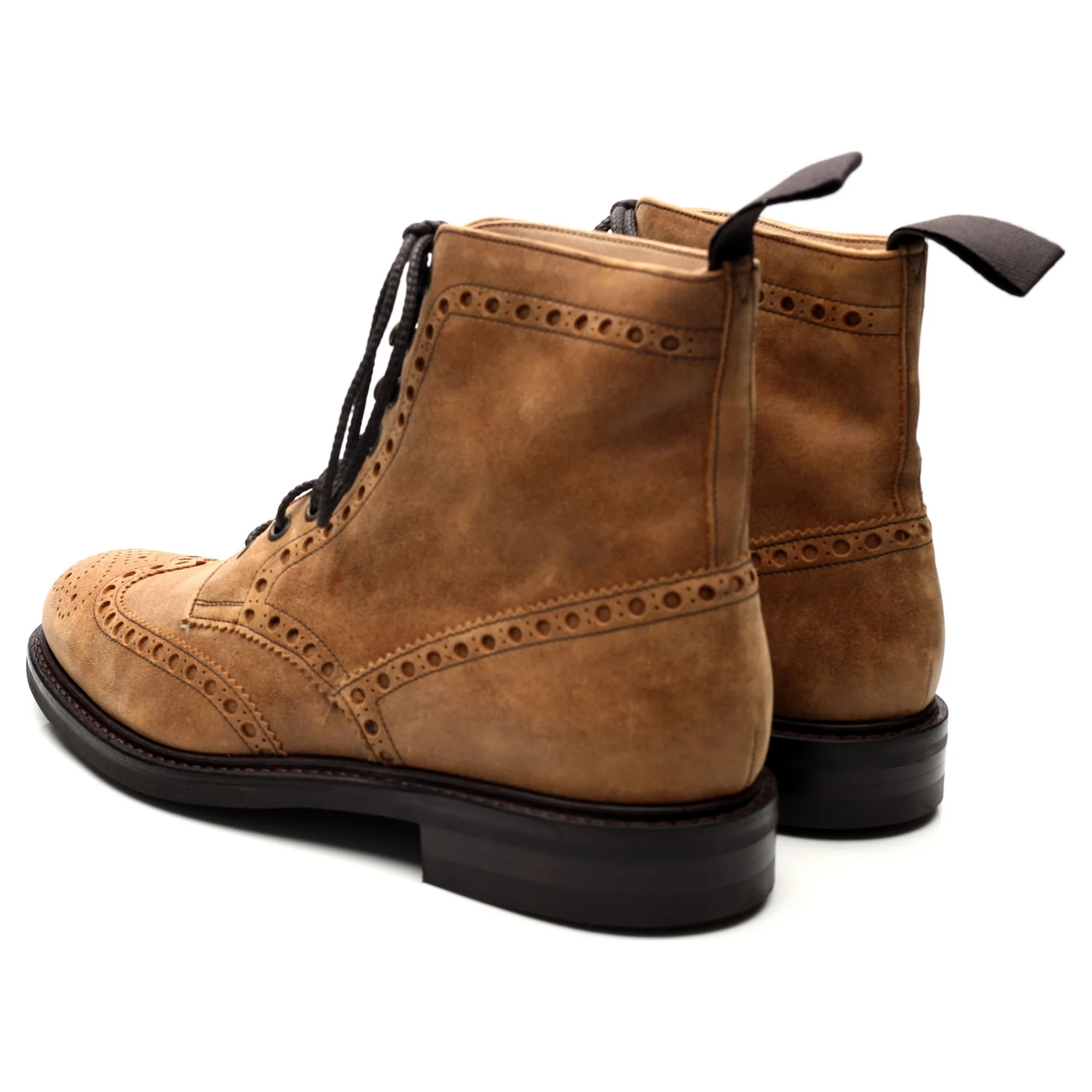 'Tweed' Sand Brown Suede Brogue Boots UK 9.5 F - Image 3