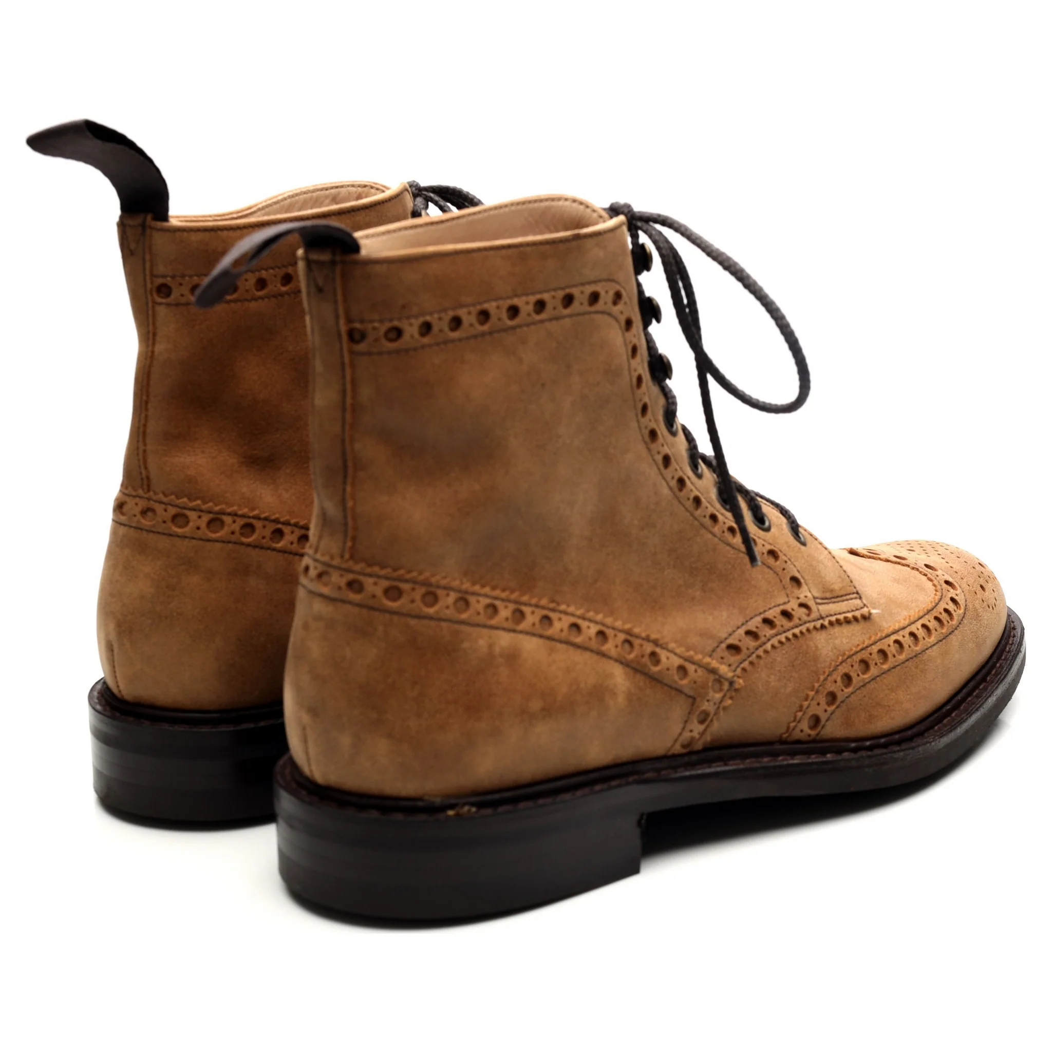 'Tweed' Sand Brown Suede Brogue Boots UK 9.5 F - Image 5