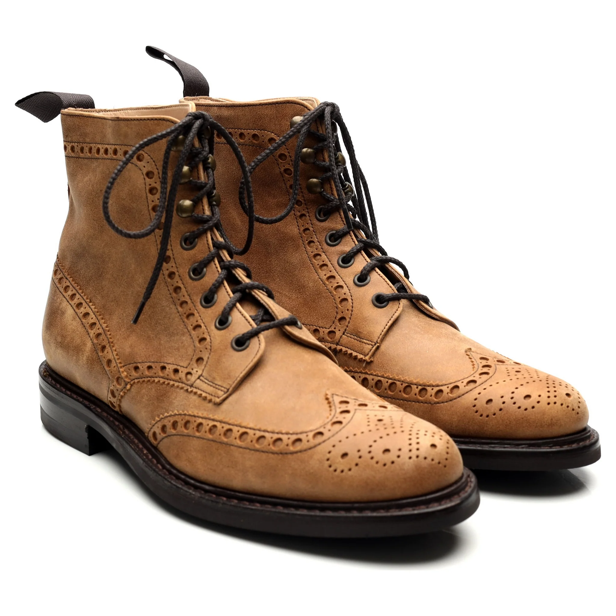 'Tweed' Sand Brown Suede Brogue Boots UK 9.5 F - Image 7