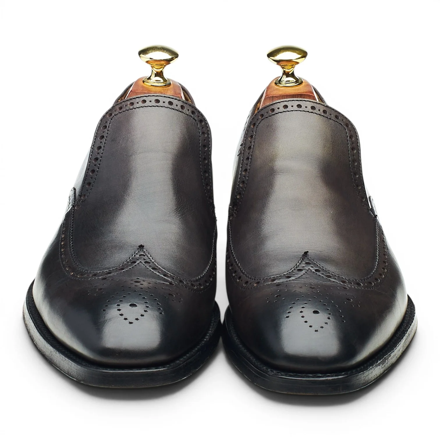 'Chester' Dark Grey Leather Brogue Slip On Loafers UK 6.5 F - Image 2