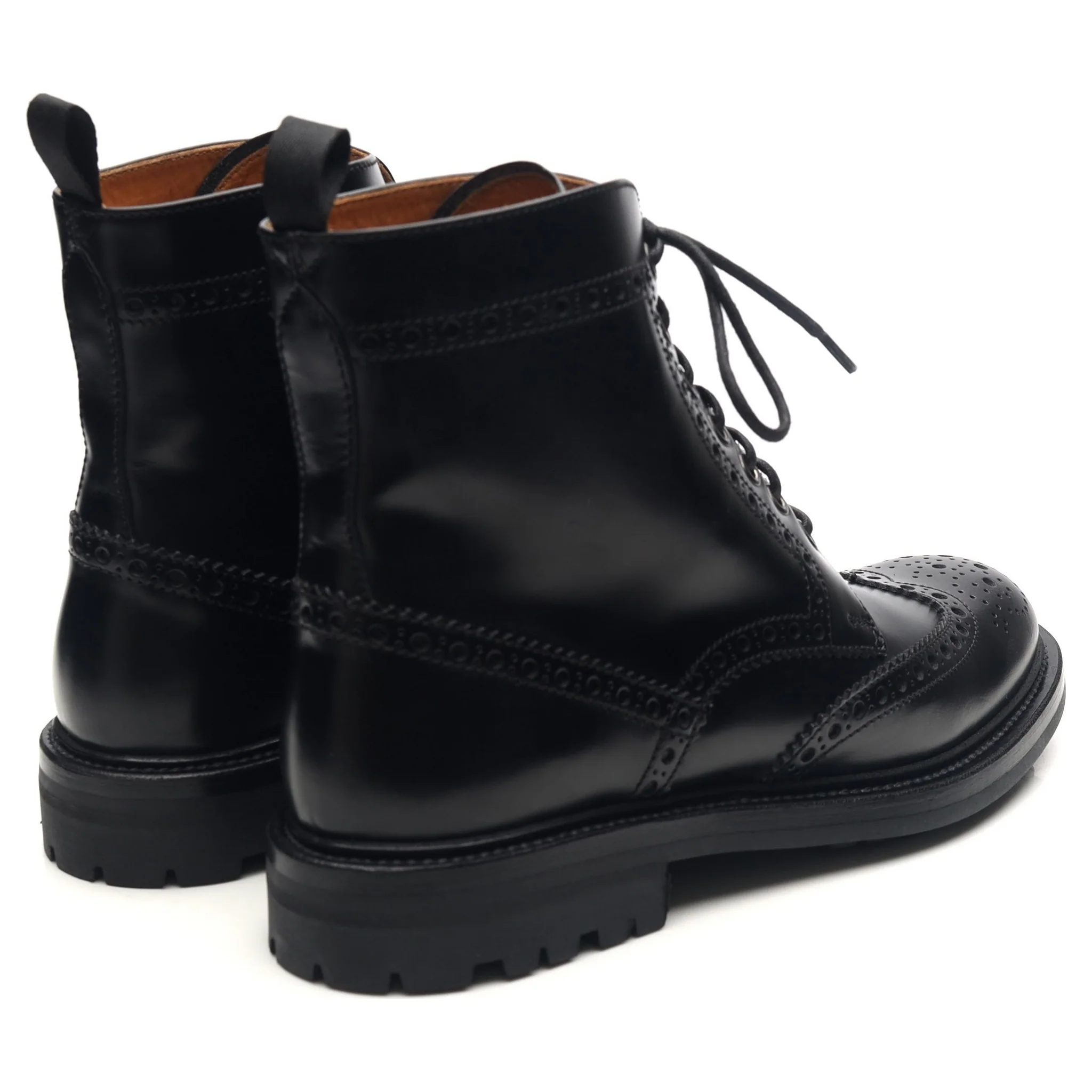 Women's 'Angelina' Black Leather Brogue Boots UK 4 - Image 5