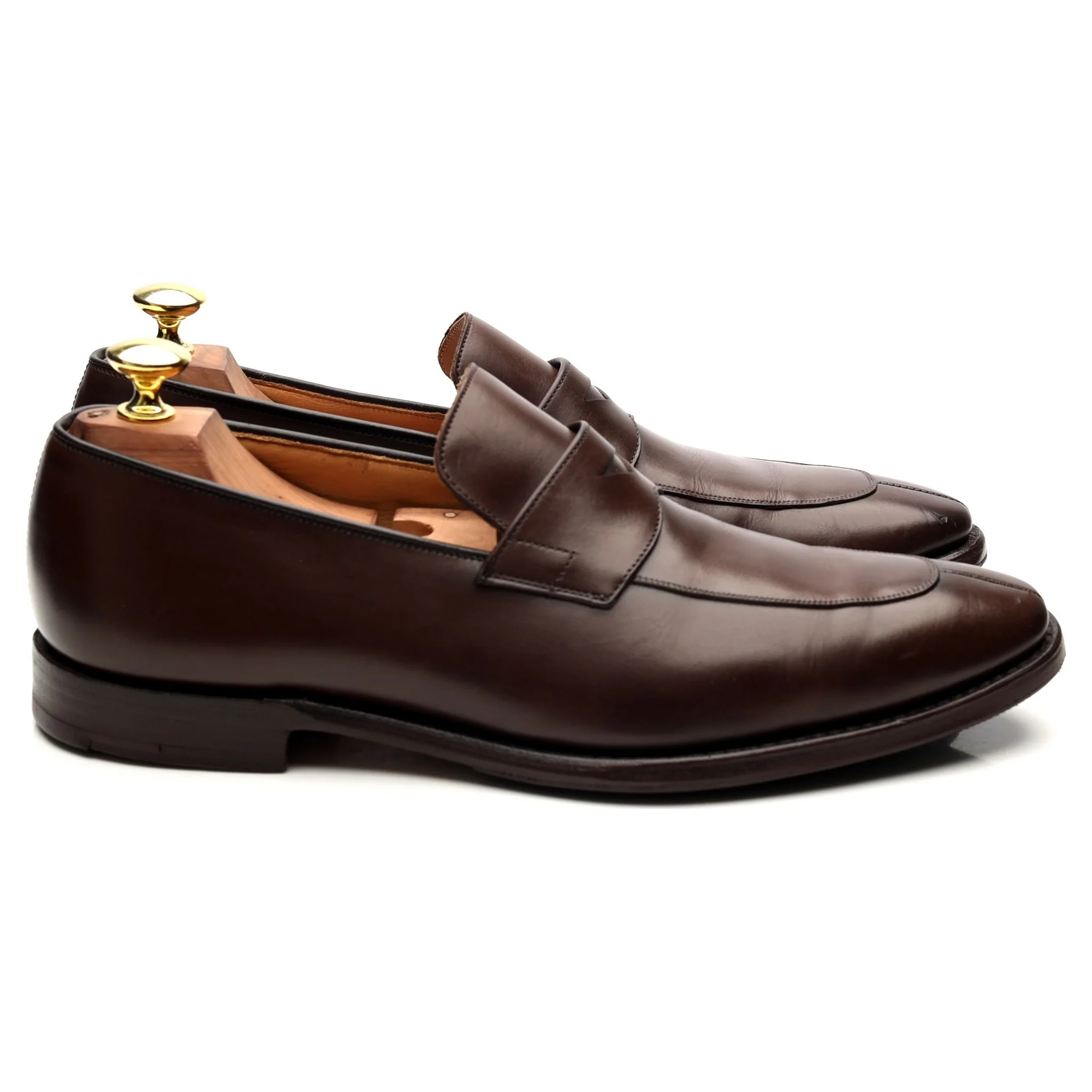 'Swanley' Dark Brown Leather Split Toe Penny Loafers UK 7.5 G - Image 6